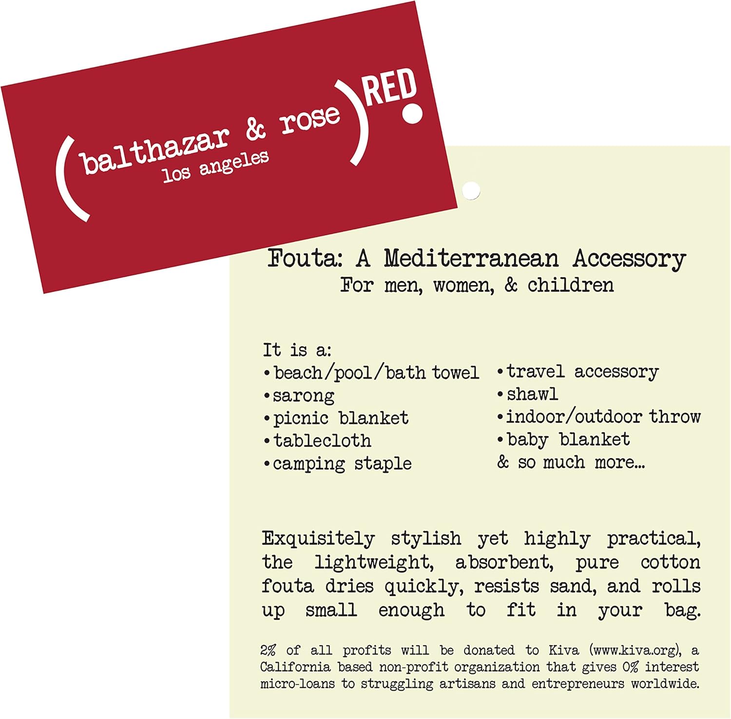 (BALTHAZAR & ROSE) RED Fouta: Flat Weave Blue