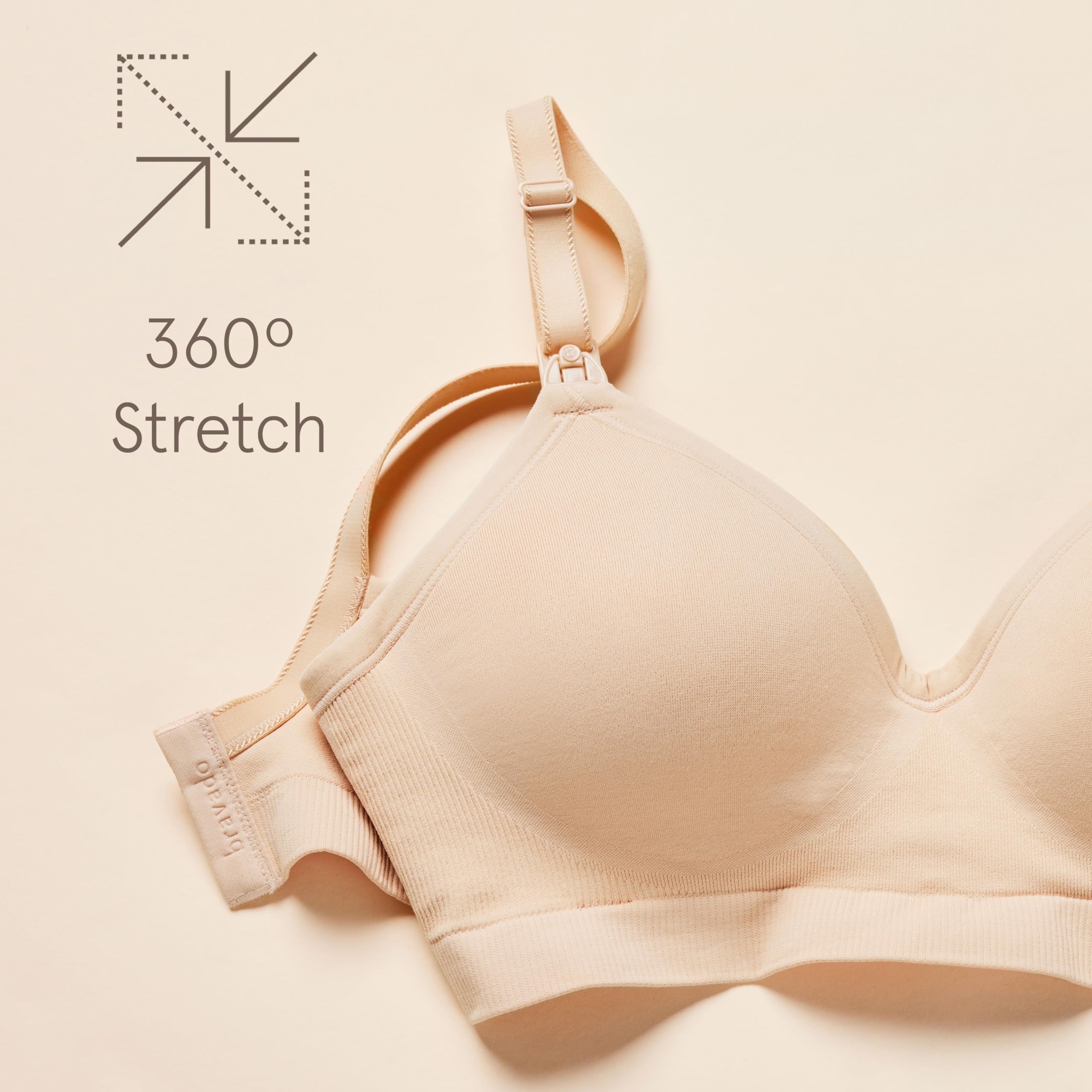 Bravado! Designs Sostenible Maternity & Nursing Bra for Breastfeeding Plunge Wireless Seamless V-Neckline Bra B to G Cup