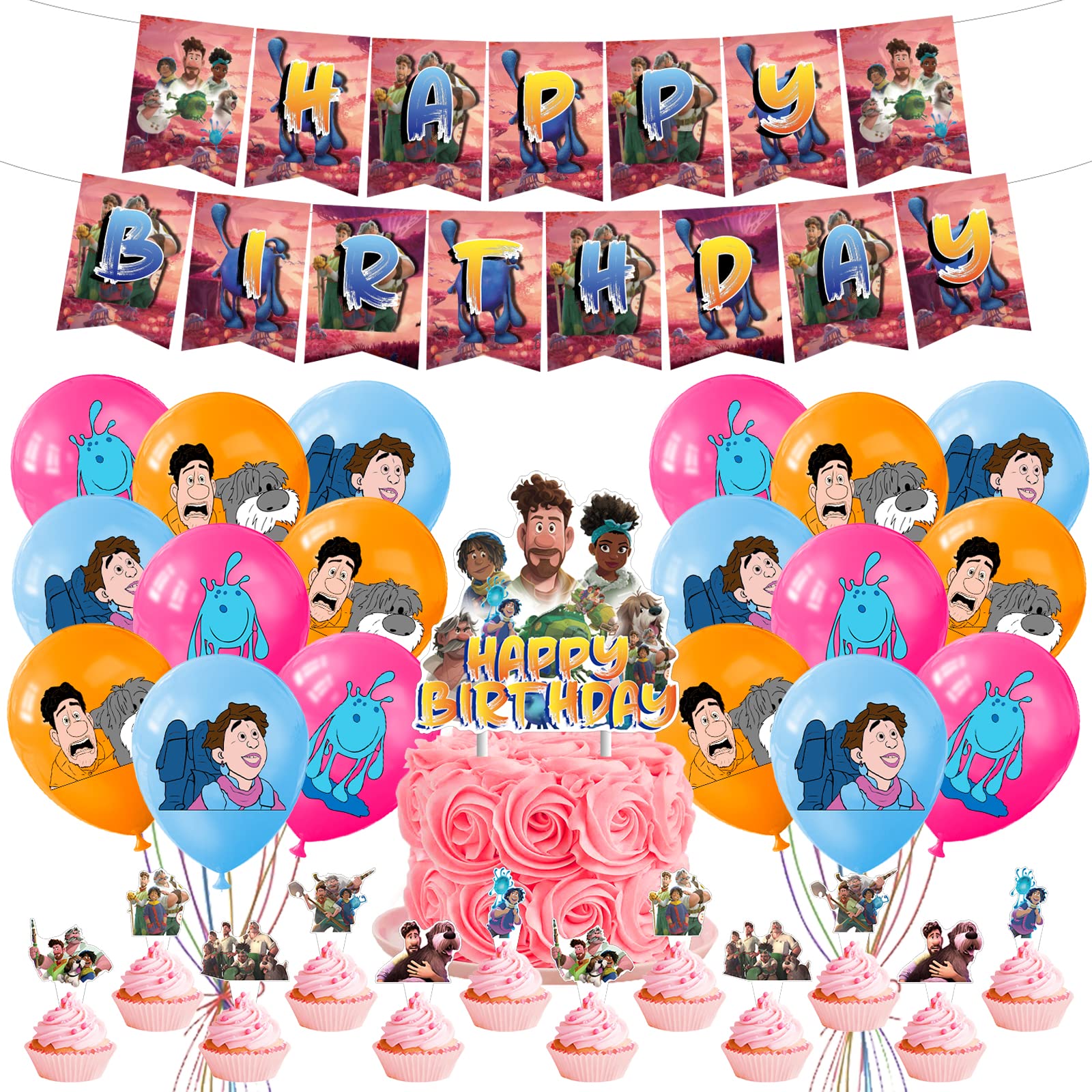 Photo 1 of Strange World Birthday Party Decoration, Include Strange World Birthday Banner, Cake Topper, Latex Balloons, for Strange World Theme Kids Birthday Party Supplies, Baby Shower
