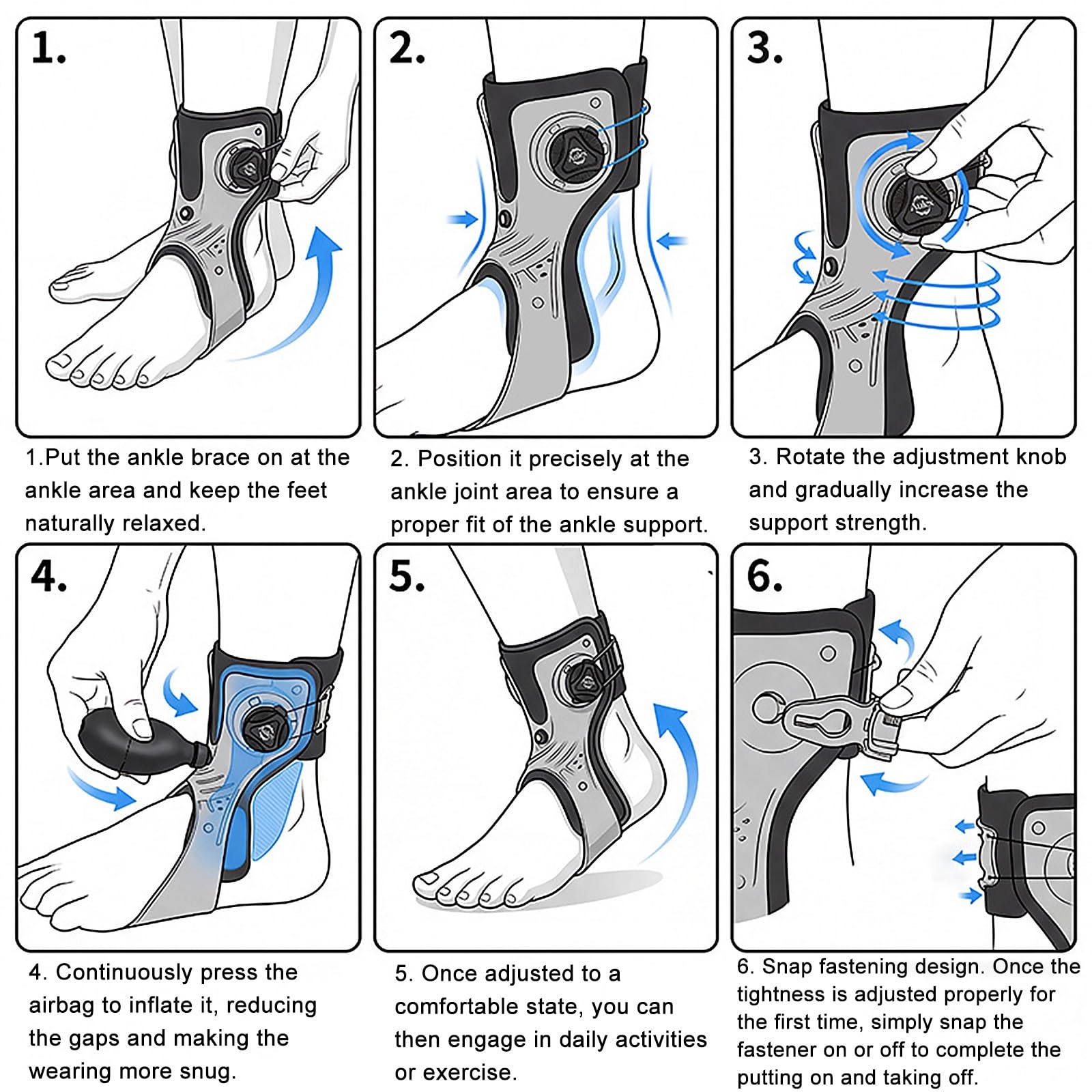 Attelle De Pied Bareform For Hommes Et Femmes - Support Cheville Réglable Avec Doublure À Coussin D'air Trois Supports Système Bouton Une Touche For Les Sports Marche(Right,X-Large)