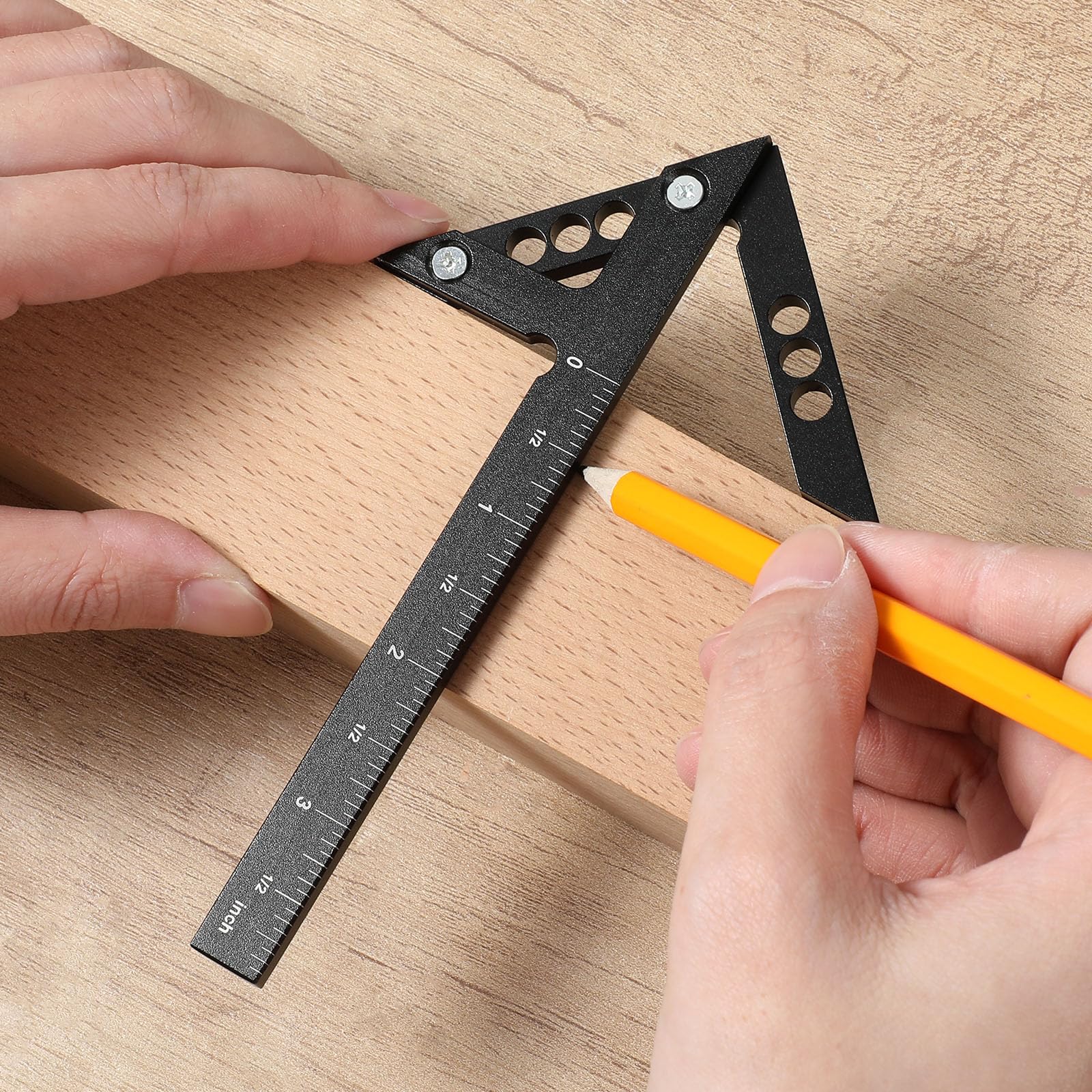 Outil de recherche de centre en aluminium 45/90 degrés pour le travail du bois - Outil de mesure multifonction pour le travail du bois