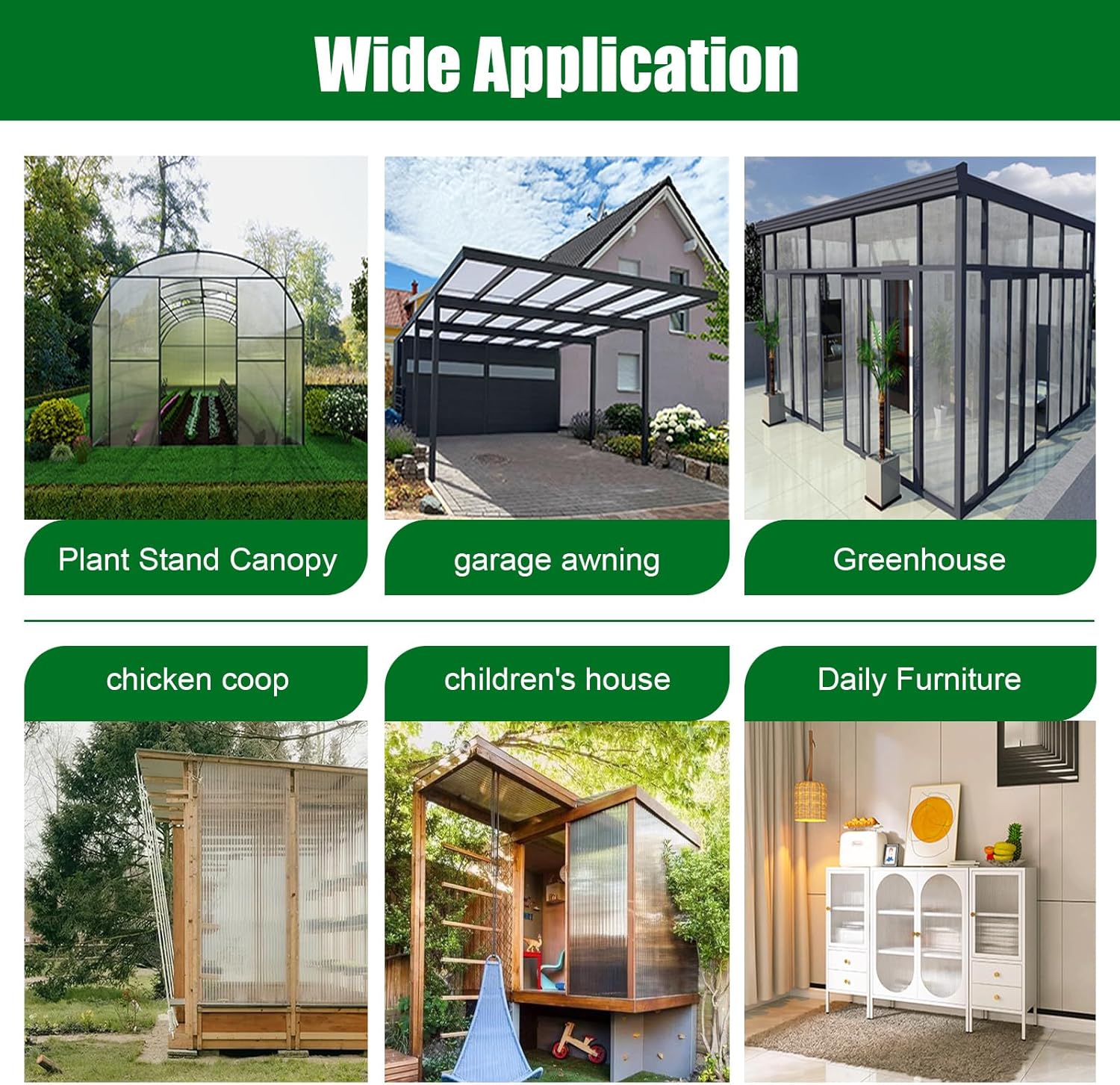 Polycarbonate Greenhouse Panels 5 Pack 4' x 2' x 0.16" Twin-Wall UV-Protected All Weather Plastic Roof Panel Clear Replacement Sheets for Garden Fences, Furniture DIY,Outdoor Roofing