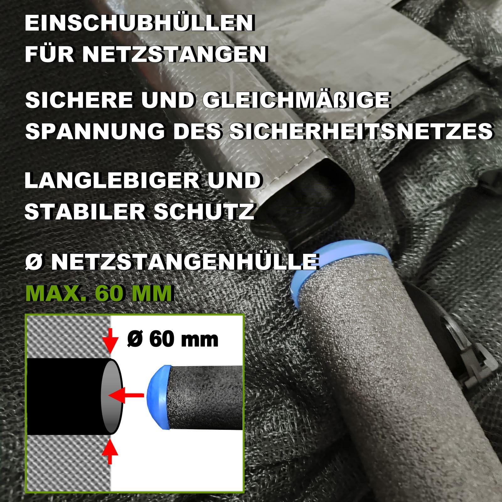 Trampolin Sicherheitsnetz Ø 183 185 244 250 275 277 300 305 335 337 366 370 396 400 427 430 457 460 487 490 (JS+EXD) Ersatzteile Netz Schutznetz Ersatznetz Gartentrampolin Outdoor