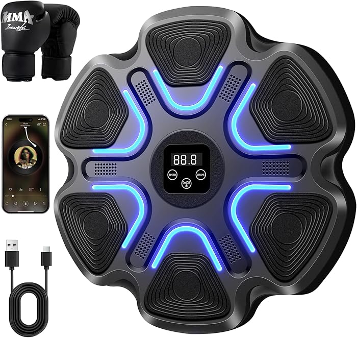 Smart Music Boxing Machine for Adults and Kids, Bluetooth Boxing Equipment with Boxing Gloves, Wall Mounted Electronic Punching Machine for Home Gym Workout Indoor