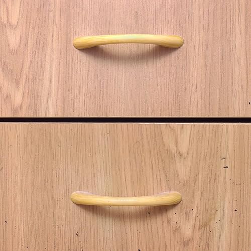 Miniatura 6 de uxcell 2 tiradores de madera para cajones, 5.04 pulgadas de distancia de agujeros, tiradores de madera maciza de 6.69 pulgadas de longitud total