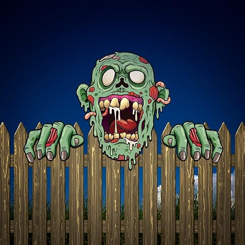 Sawysine 3 piezas de decoración de valla de Halloween, mirador aterrador, decoración de Halloween al aire libre, decoración de patio de Halloween