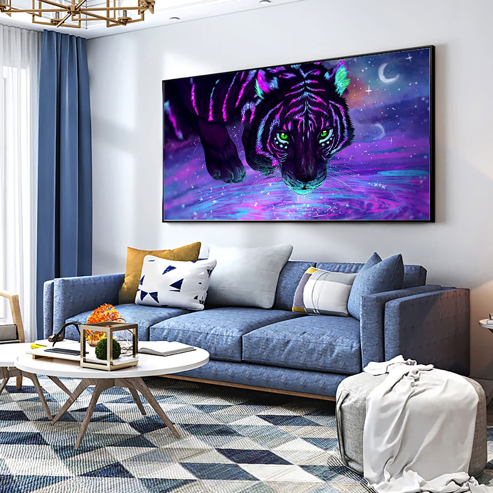 Instarry 5D Diamond Painting Peinture Diamant Tigre au Clair de Lune Home Décoration 120x60 cm