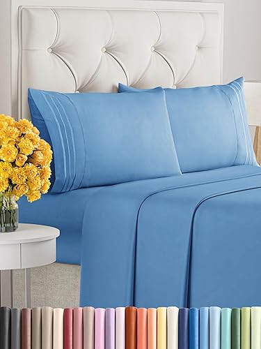 Juego de sábanas tamaño King, juego de 4 piezas, sábanas de lujo para hotel, extrasuaves, con bolsillos profundos, fácil ajuste, transpirables y
