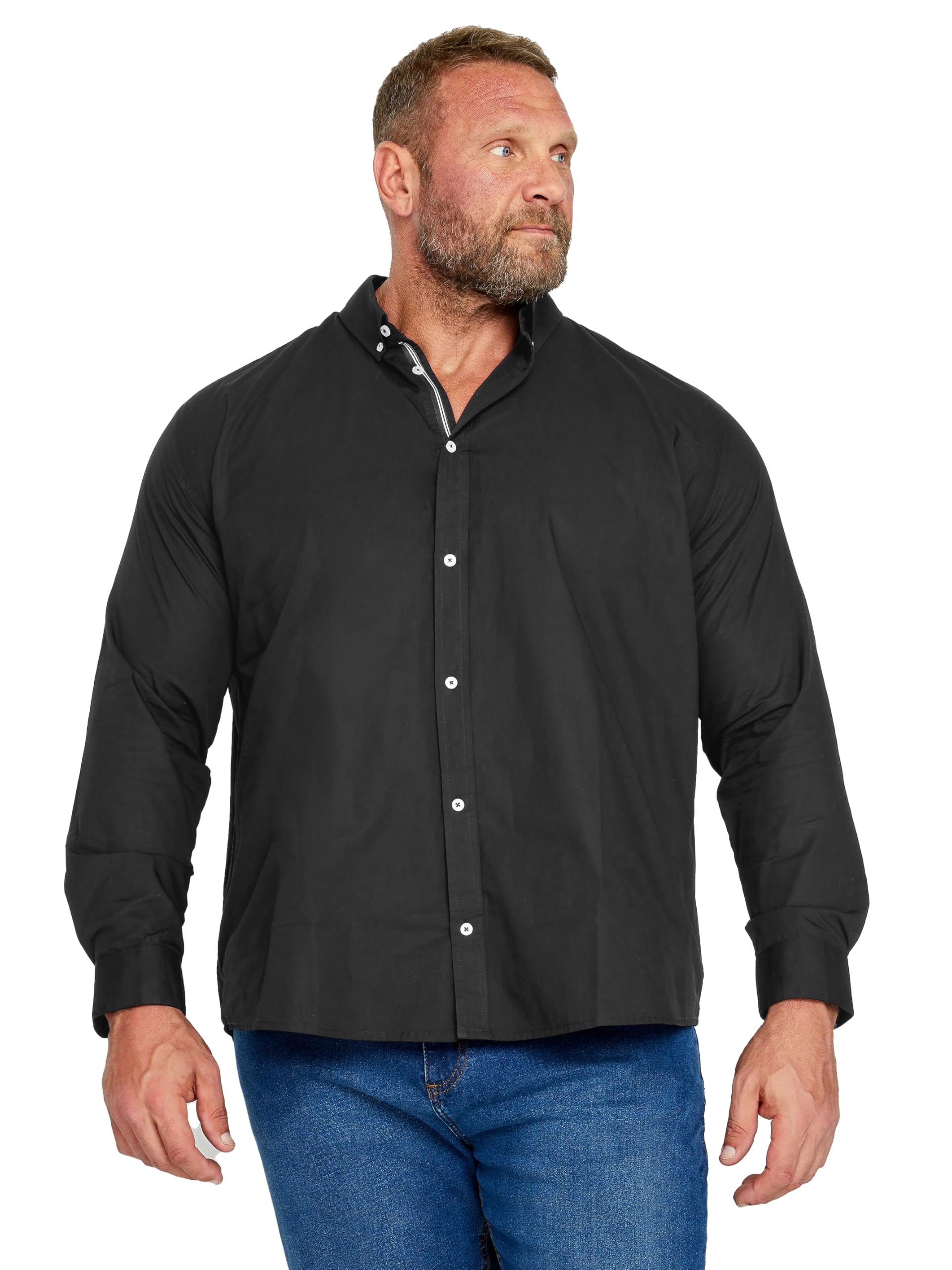 BadRhino Big & Tall Poplin Long Sleeve Shirt - Men's - Plus Size Curve Black