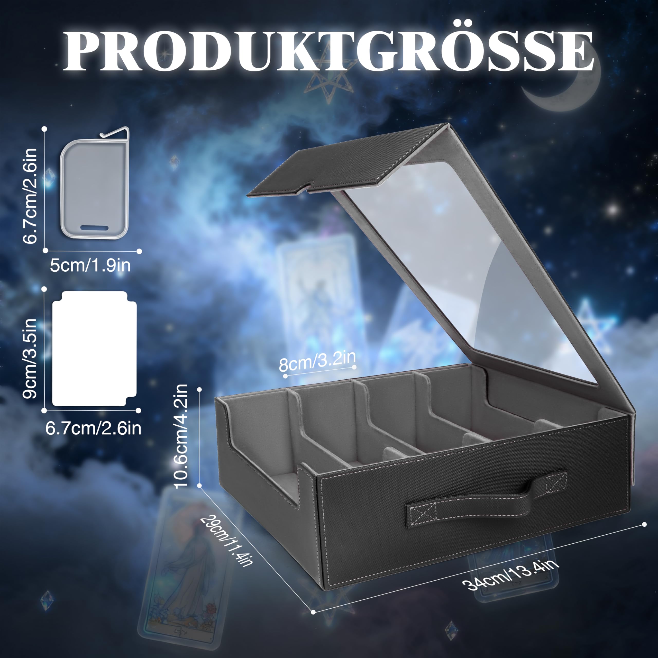Charmofun Sammelkarten Aufbewahrungsbox, Magnetische Karten Deckbox für 2400 Karten mit 4 Toploader, 10 kompatiblen Kartenteilern, Ferrule, Commander Deck Box für Trading Magic Sports Cards