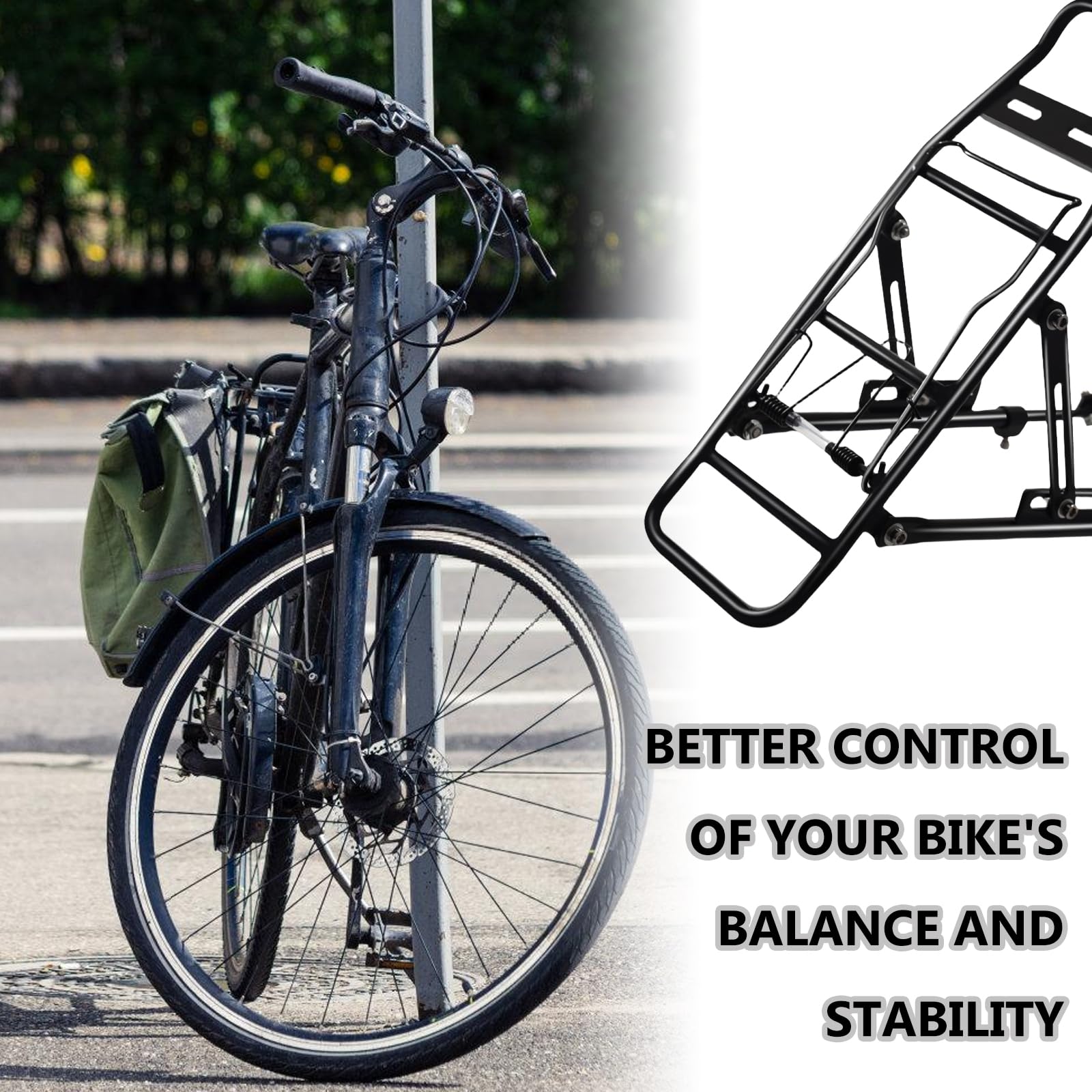Porte-Bagages Vélo: Porte-Bagages Arrière Montainbike Universel, Ajustable Avec Hauteur Réglable, Porte-Bagages Touring Pour Voyages, Achats Et École (Noir)