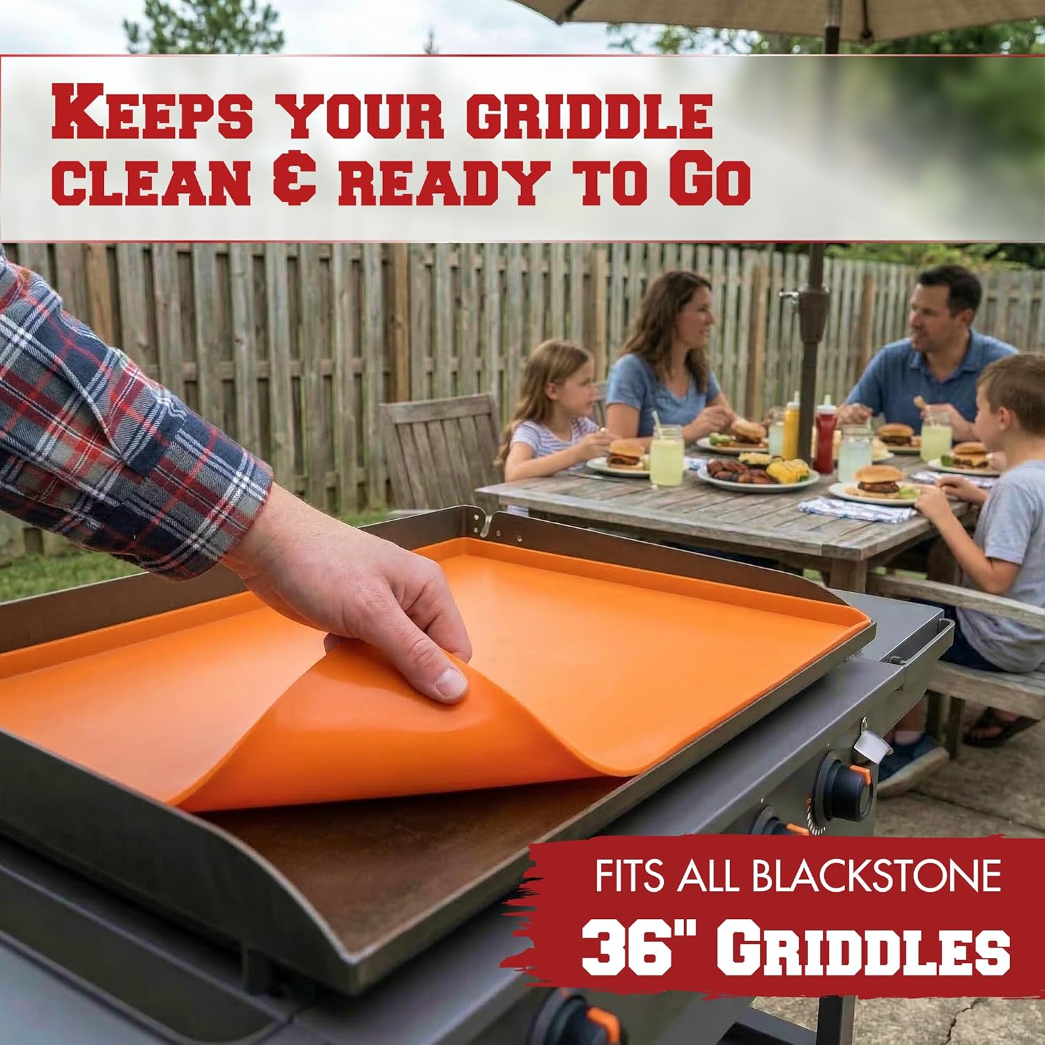 KITCHEN PERFECTION 36" Premium Silicone Griddle Cover Mat for Blackstone Griddle 36 Inch - Hermetic Protection from Rust & Debris All Year, Fits All Blackstone 36 Inch Models - Food Grade Silicone
