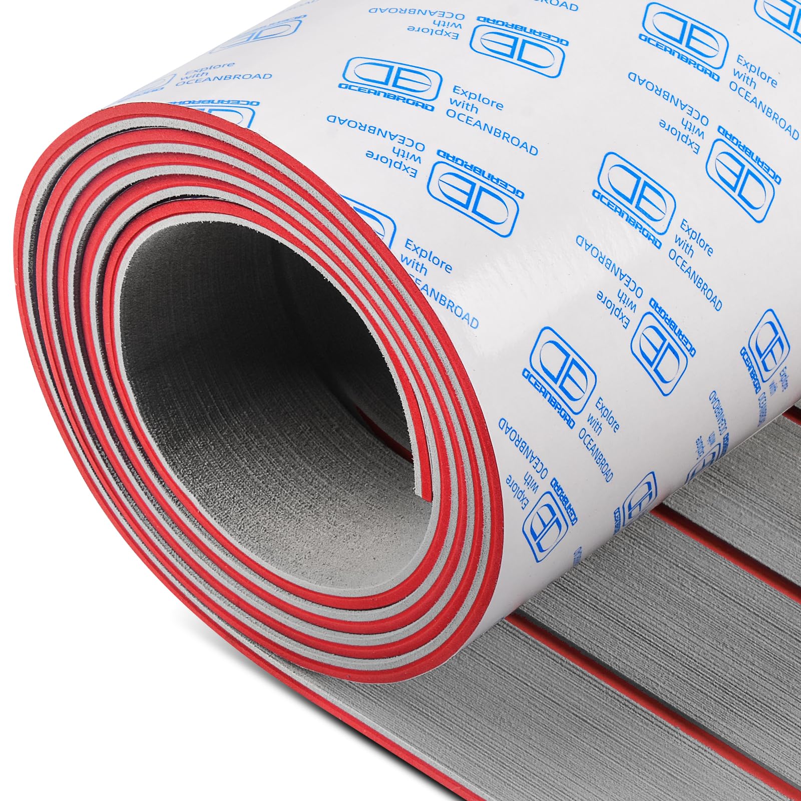 OCEANBROAD Boat Flooring EVA Foam Self-Adhesive 96''x45.6''/36''/28.8''/16.8'' Faux Teak Marine Boat Decking Sheet for Jon Boats Yacht Floor