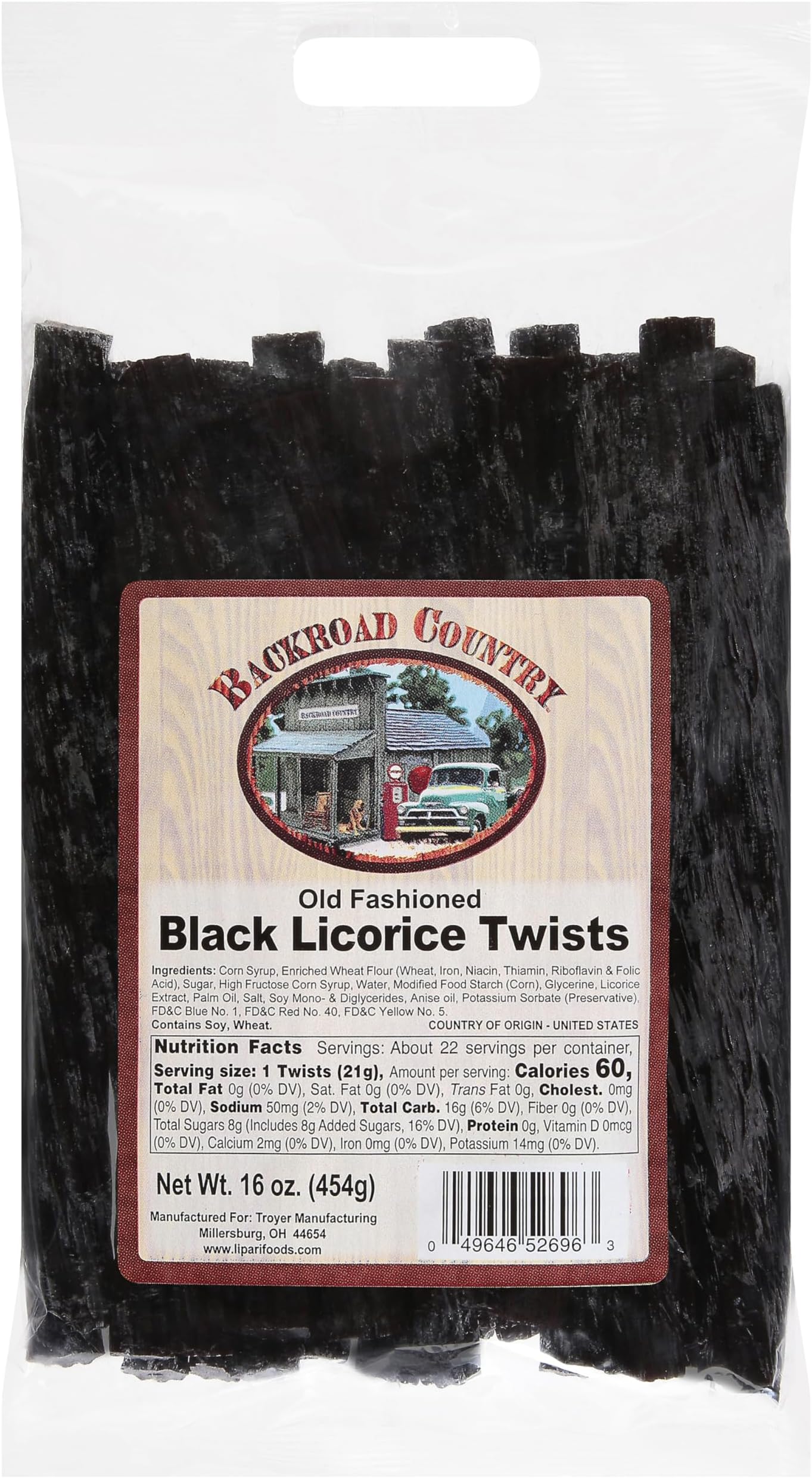Backroad Country Old Fashioned Classic Black Licorice Twists - Licorice Candy - Made in the USA - 16 OZ (Pack of 1)