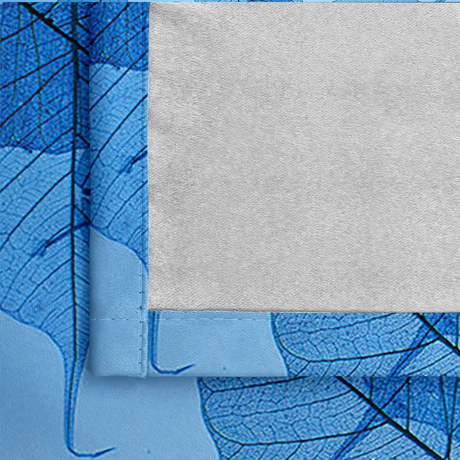 Blickdichter Vorhang mit Ösen, 86x183cm Blau Schwarz Blaue Blätter Verdunklungsvorhänge mit Ösen