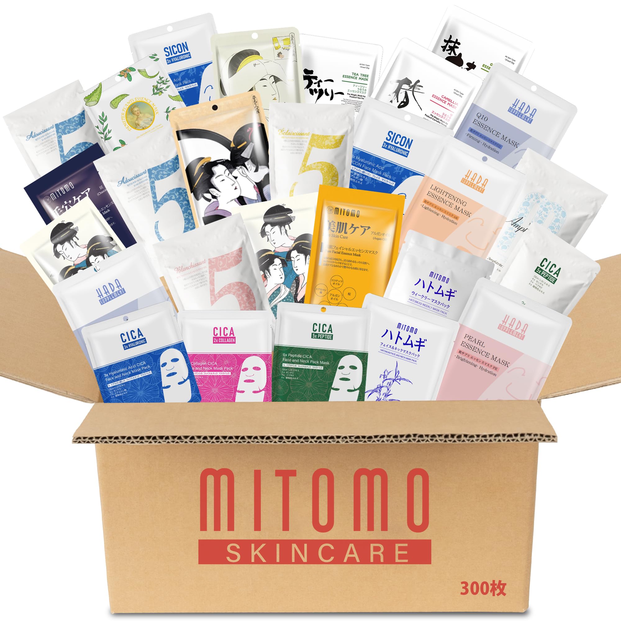 Amazon.co.jp: MITOMO SKINCARE フェイスマスク 300枚セット – 保湿