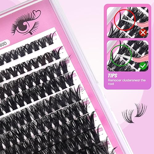 728Pcs Fluffy Lashes Cluster Kit Extensions Eyelash Kit with Bond&Seal 60D+80D+100D Thick Volume Eyelash Clusters Kit D Curl Volume False Eyelashes DIY Individual Wispy Fake Eye Lashes Combo