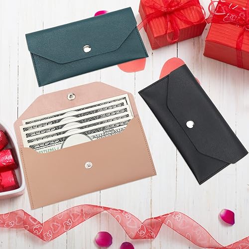 Miniatura 5 de Pletpet Bolsa de cuero sintético para dinero en efectivo, 3 sobres reutilizables para festivales de primavera, bodas, cumpleaños, graduación y