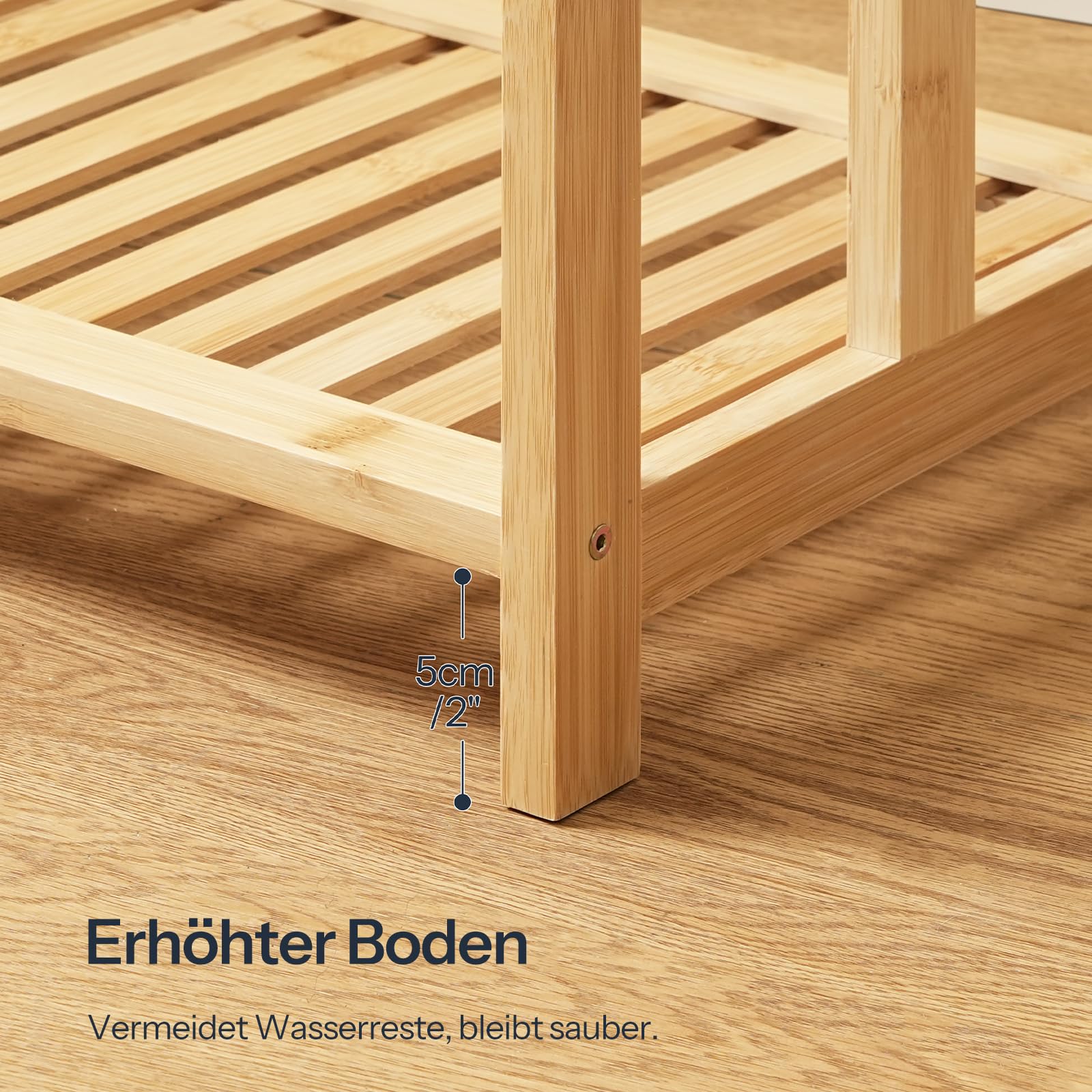 HOOBRO 3-stufige Handtuchleiter, Handtuchständer aus Bambus, Handtuchhalter mit Ablage, 3 Stangen, gestuftes Ausstellungs- und Lagerregal, Deckenhalter für Schlafzimmer, Badezimmer, Natur EYL03LB01G1