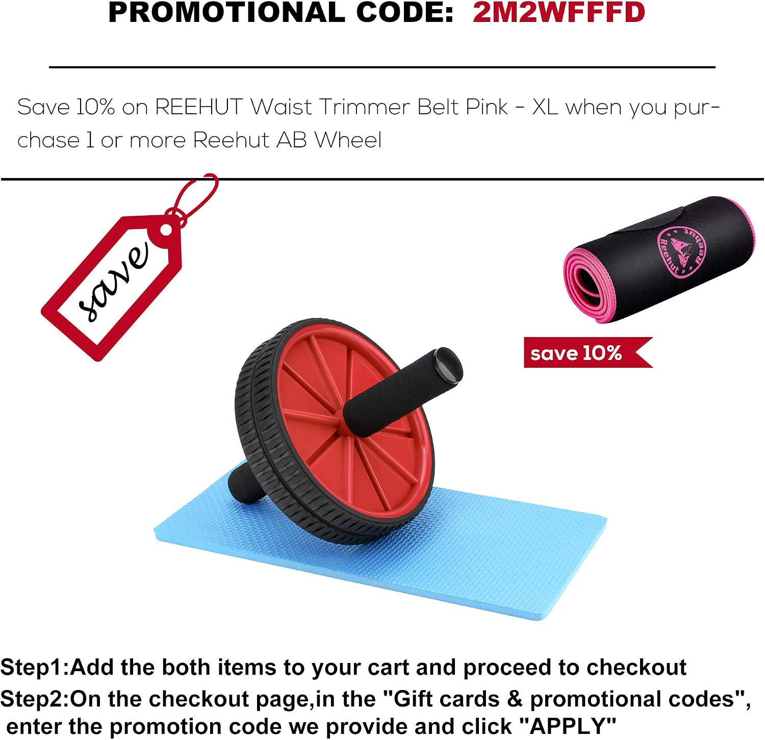 REEHUT Ab Wheels, Abs Roller Wheel for Core Exercise with Dual Wheels and Comfy Foam Handles - Easy Assembly, Great for Abdominal Workout with Knee Pad (Blue)