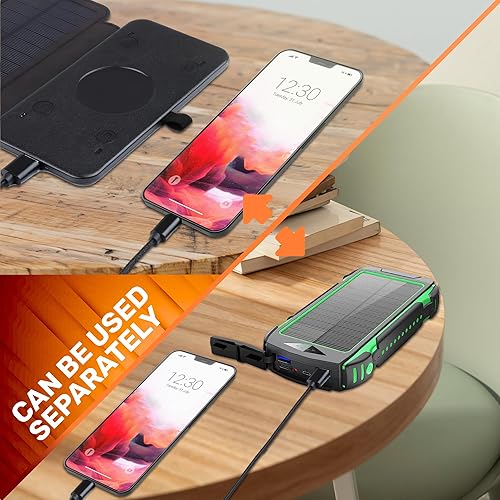 Miniatura 5 de Solar Storm X7 Banco de energía solar ultra duradero, de alta capacidad de 24000 mAh con carga rápida, panel solar desmontable y diseño resistente