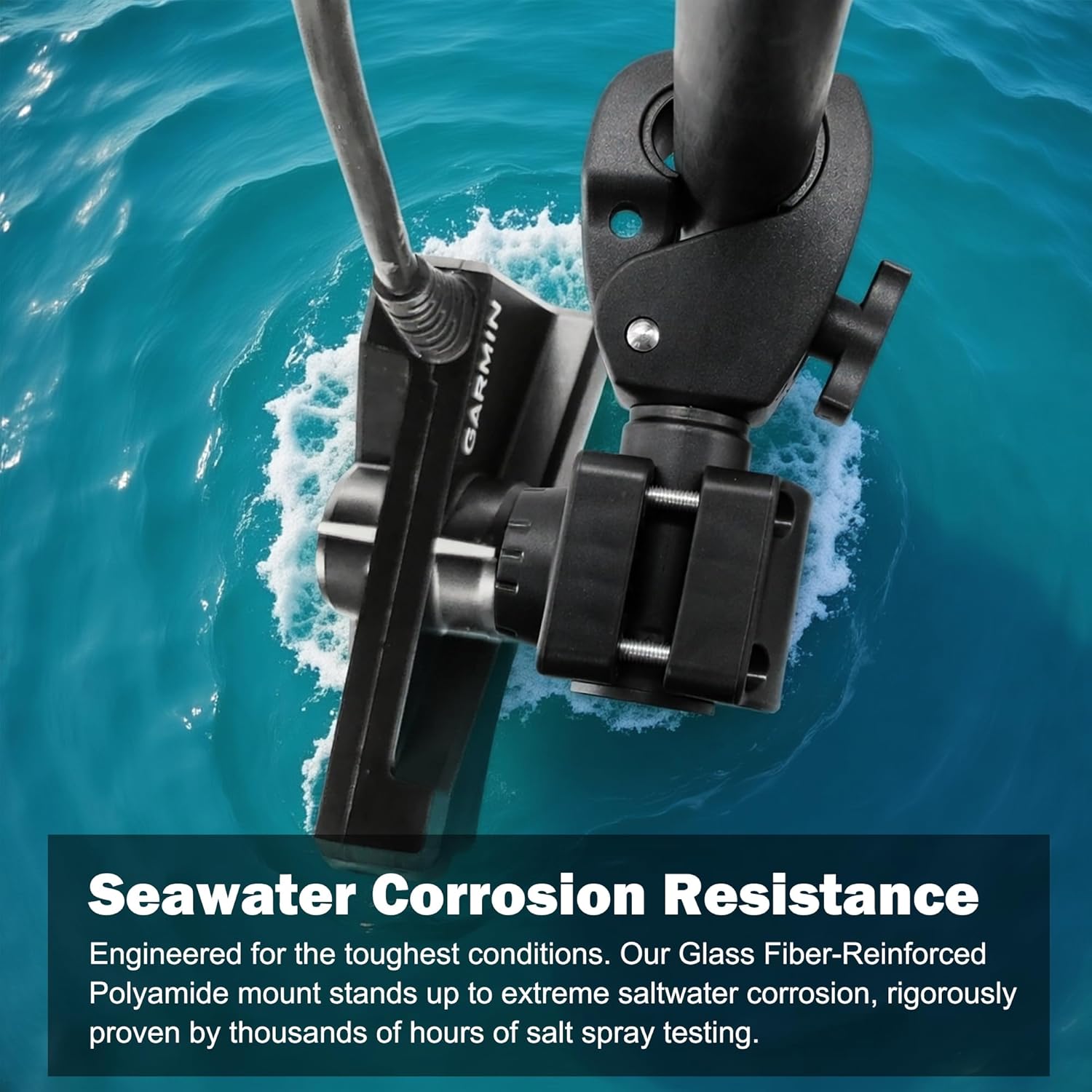 0 Degree Pole Mount, Quick Operation Compatible with Garmin LiveScope Plus LVS34, Zero Degree Transducer Accessories with Clamp for Pole & Trolling Motor, Replaces 010-13228-03