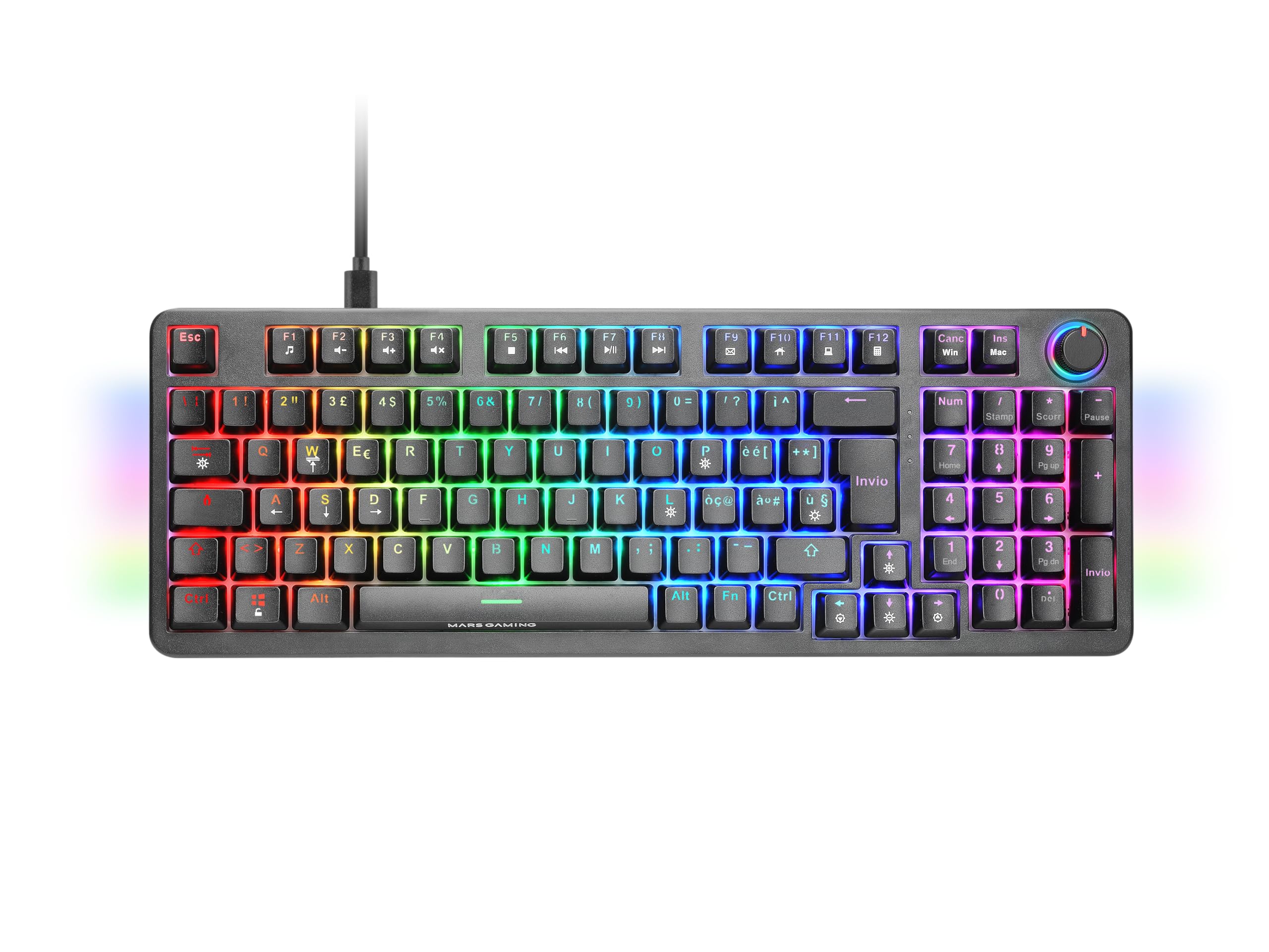 Mars Gaming MKPRO, US, Teclado Mecánico Gaming Completo, RGB Chroma, Switches Hot-Swap Mecánicos, Antighosting, Rueda de Control, Software, Multiplataforma, Switch Silent, Blanco — view 49