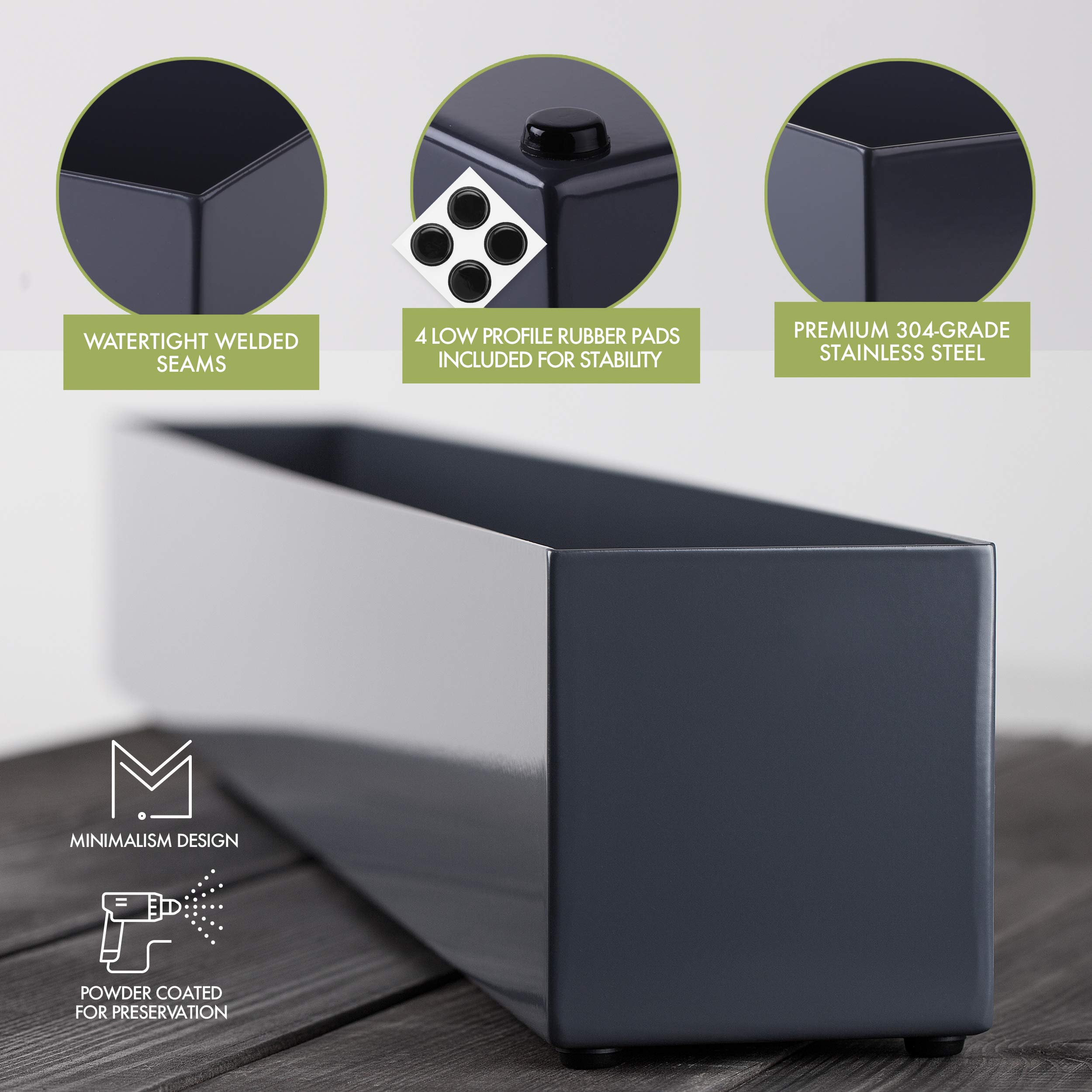 Amazon.co.jp: DR&Co モダングレー長方形プランターボックス、16インチ