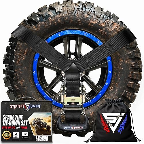 Miniatura 8 de Straight Jacket Crew Correa Y para llanta de repuesto  Correa de neumático de repuesto resistente para UTV, accesorios todoterreno y portaequipajes,