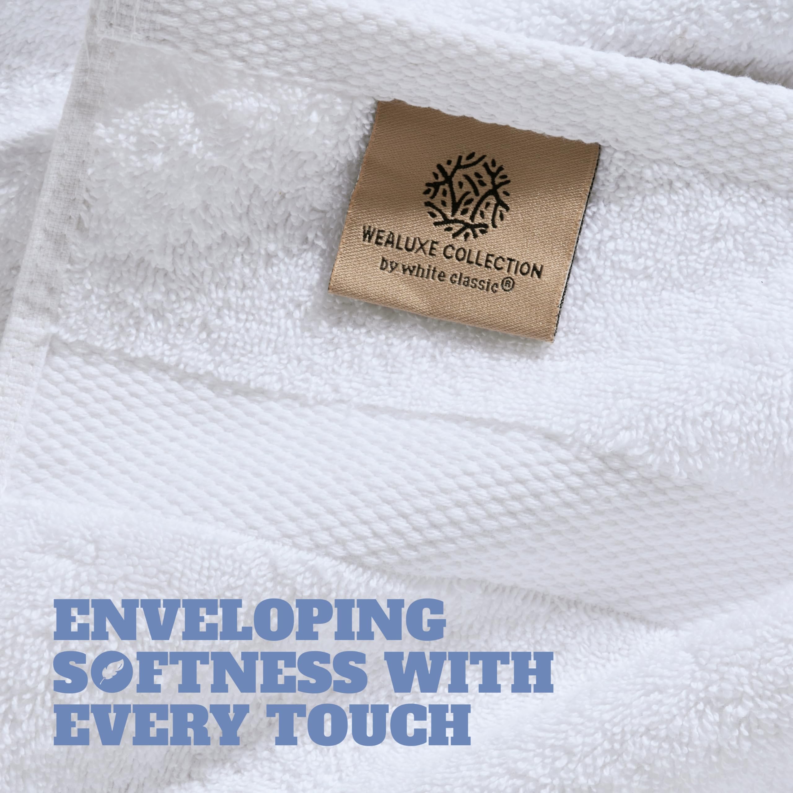 Classic Accessories WhiteClassic bawełniane ręczniki kąpielowe do hotelu-spa basenu-siłowni - łazienki - bardzo miękkie chłonne ręczniki z pierścieniami - 4 opakowania - białe - 68 x 130 cm (biały, 4)