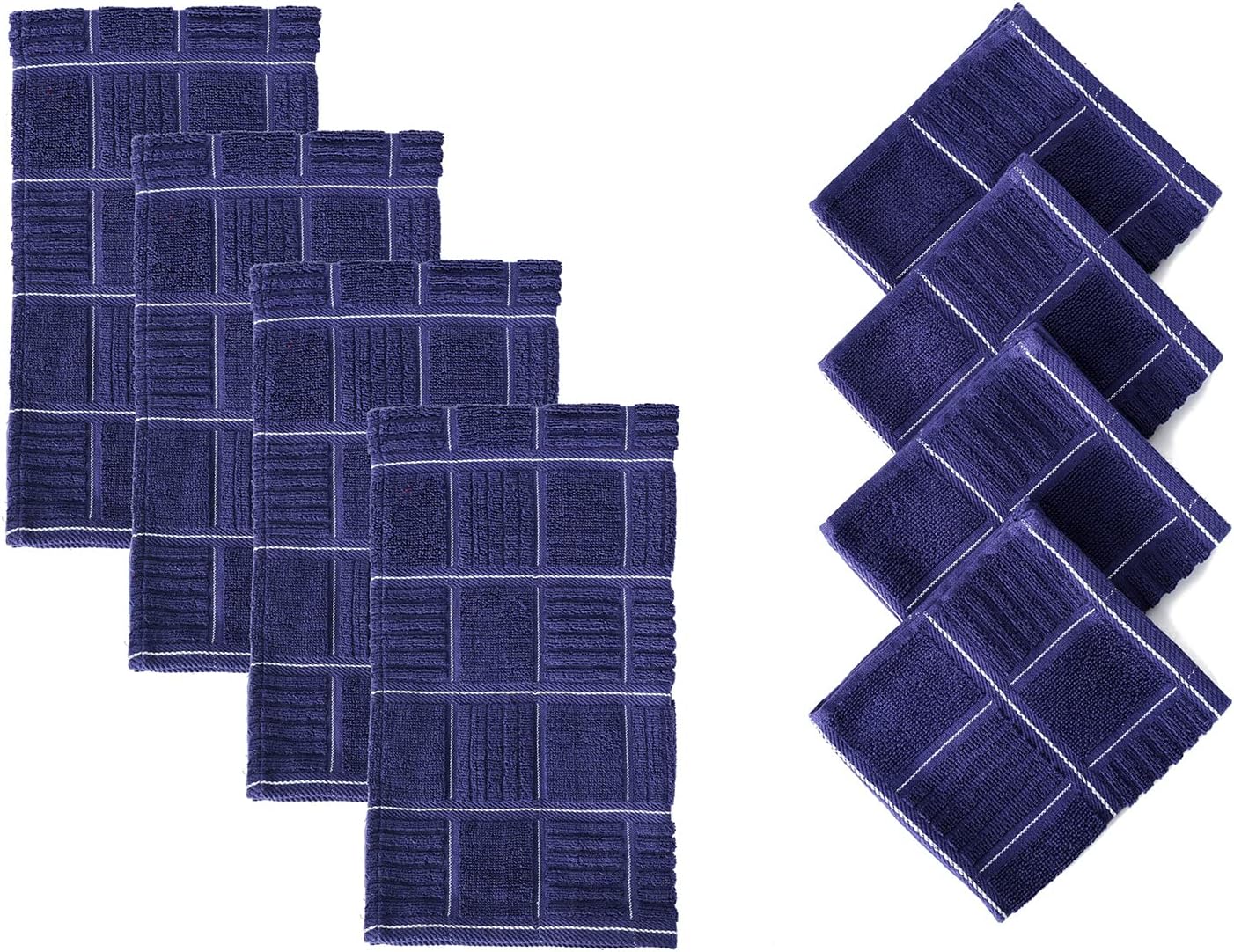 Glynniss Kitchen Towels and Dishcloths Set, Four Kitchen Dish Towels 16x26 Inches, Four Absorbent Dish Cloths for Washing Dishes 12x12 Inches, Cleaning and Drying for Everyday Use Pack of 8 (Rust) - Image 3