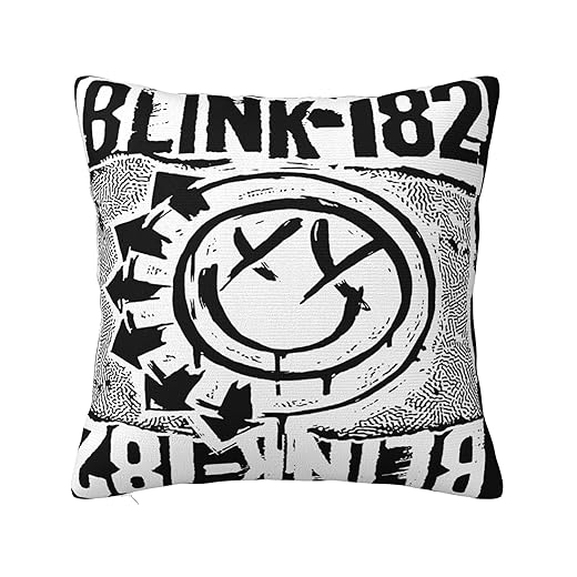 MAKMAN Blink-182 Kissenbezug 45x45cm - Kopfkissenbezug Schwarz mit Reißverschluss Pillow Cover Pillowcase