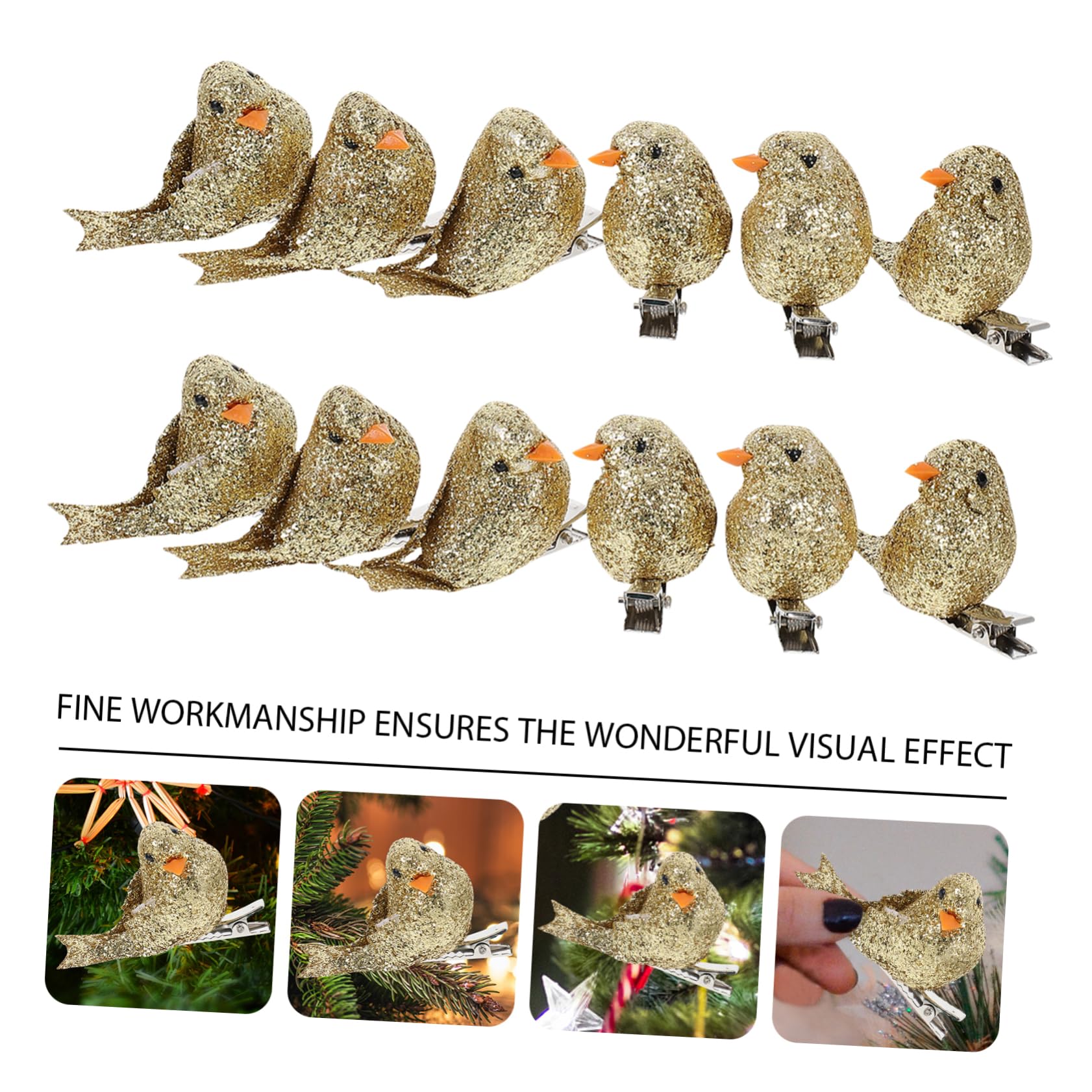 PRETYZOOM 36 STK Weihnachtsschaumvogel Weihnachtsbaumschmuck Weihnachtsvögel Mittelstücke Bastelschaum Vogelclip Krippenschmuck Für Kinder Weihnachtsszene Schmuck Vögel Szene Golden