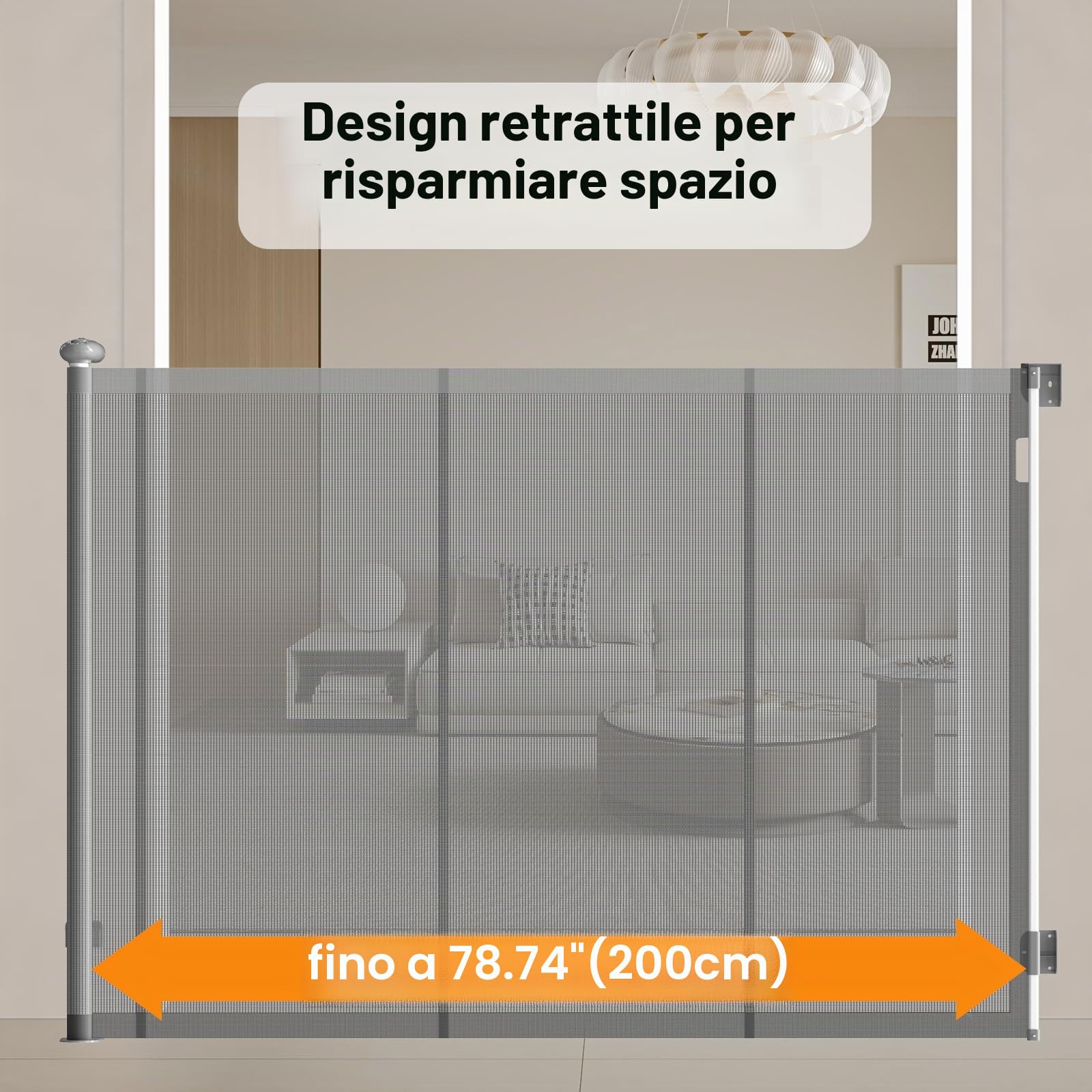 Xifamniy Cancello retrattile alto 144,8 cm, per animali domestici e sicurezza bambini (145 x 200 W)