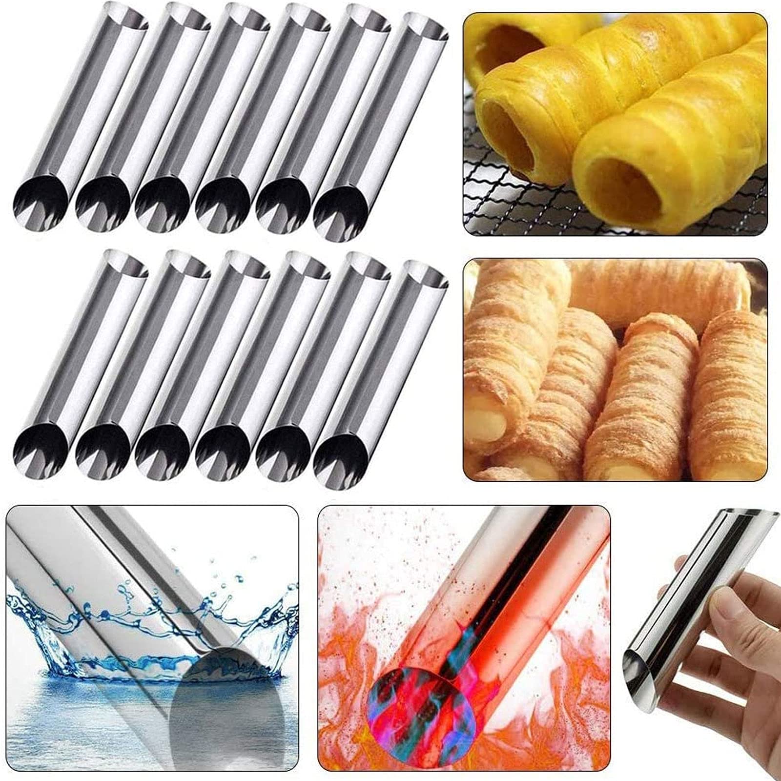 28 Moules à Cannoli En Acier Inoxydable – Tubes Pour Cornets, Croissants, Feuilletés Et Desserts – Kit Pâtisserie Pro