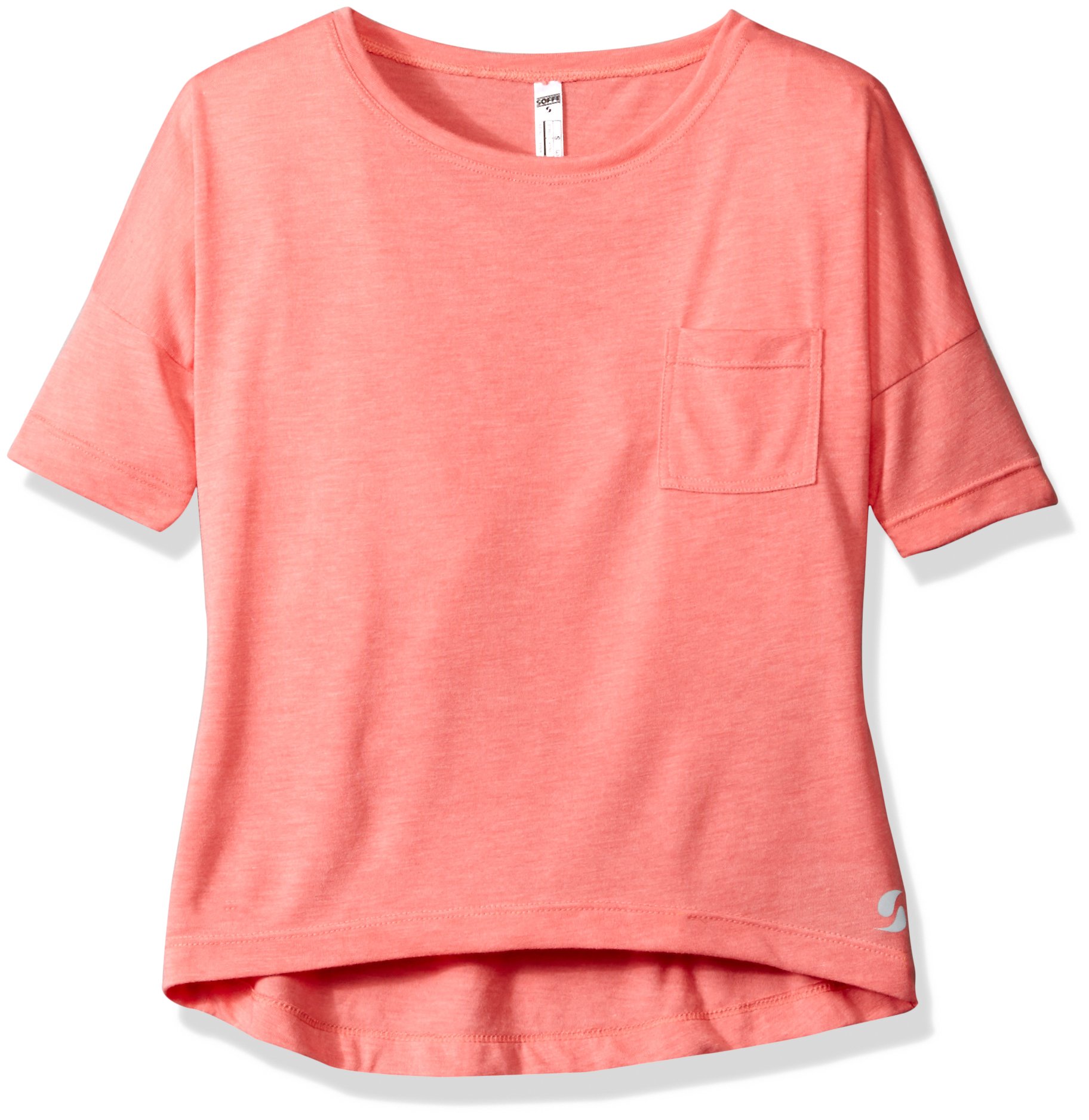 Soffe Big Girls Dolman Short Sleeve, Deep Coral Heather, MED