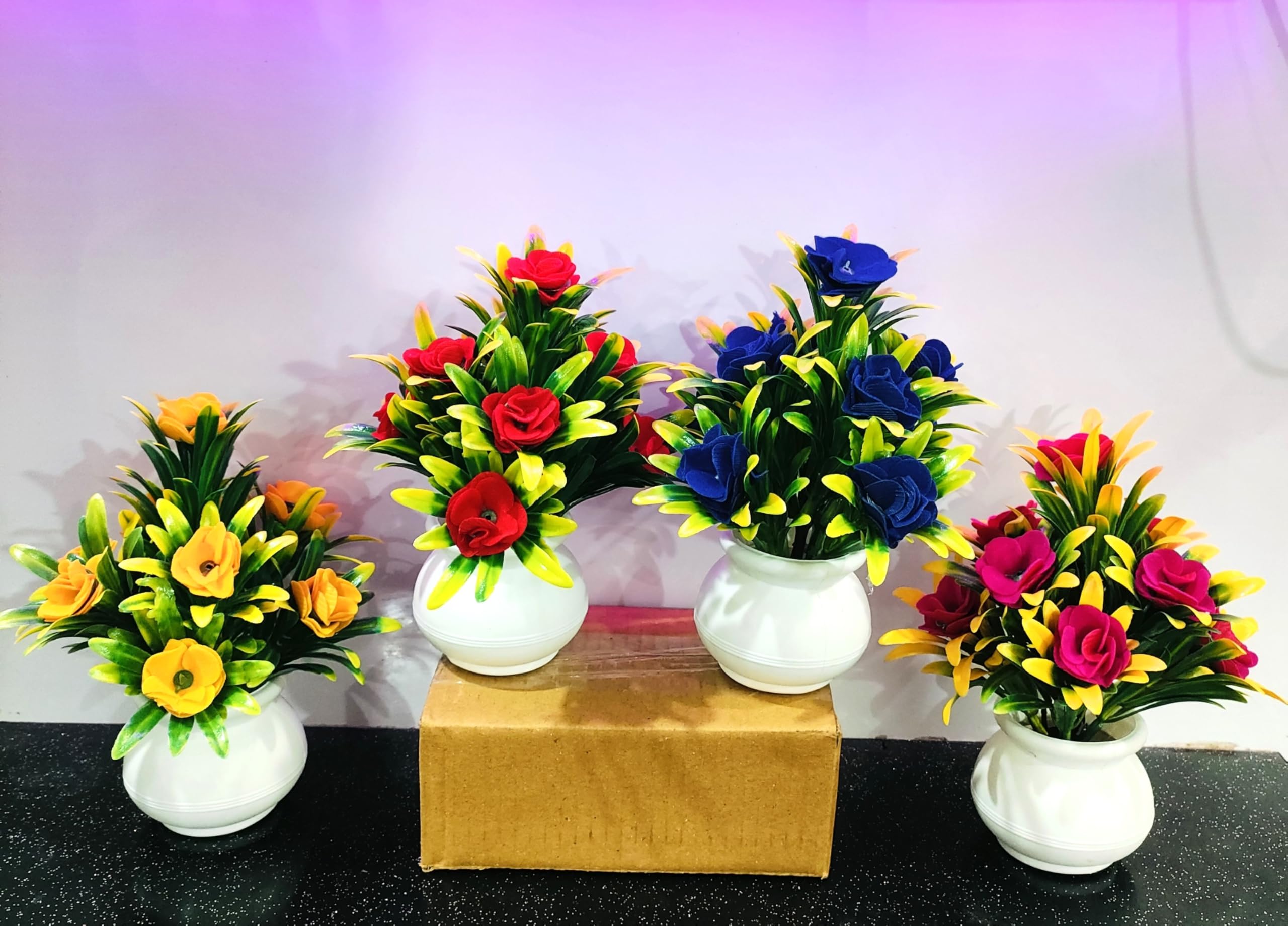 ADIRSA Artificial Flower| Faux Flower Plant for Home Office Decor | Tabletop and Desk Decoration | Artificial Flower for Balcony Decor [Multicolour, Set of 4 ] Plastic (B0CTJ1GJ27) Amazon Price History, Amazon Price Tracker