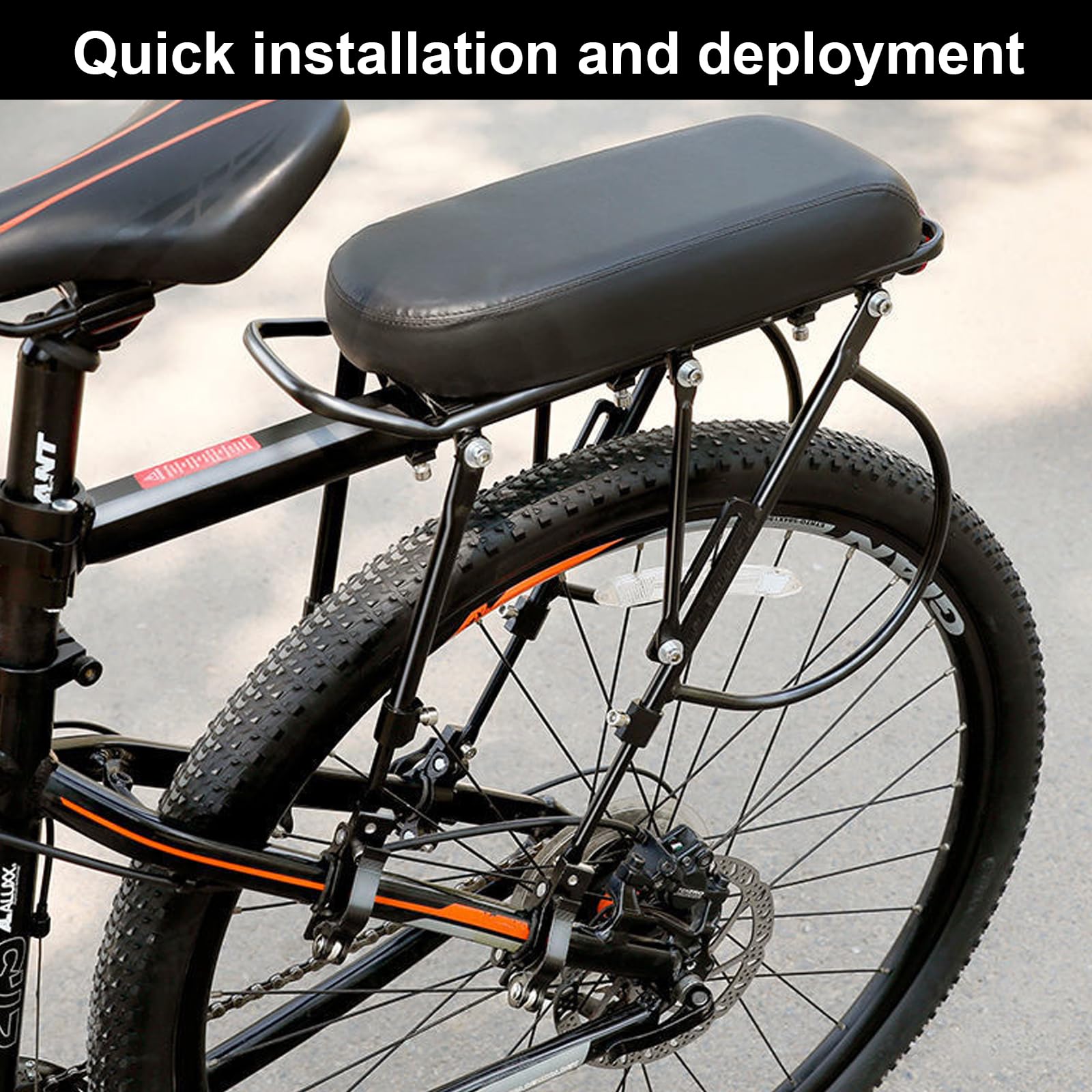 Porte Bagage Vélo Arrière Réglable Porte Bagage Velo Capacité de Charge Maximale de 100 kg Porte Bagage VTT avec Reflecteur et Garde-Boue, Universel Installation Rapide, Porte Bagage Velo Noir