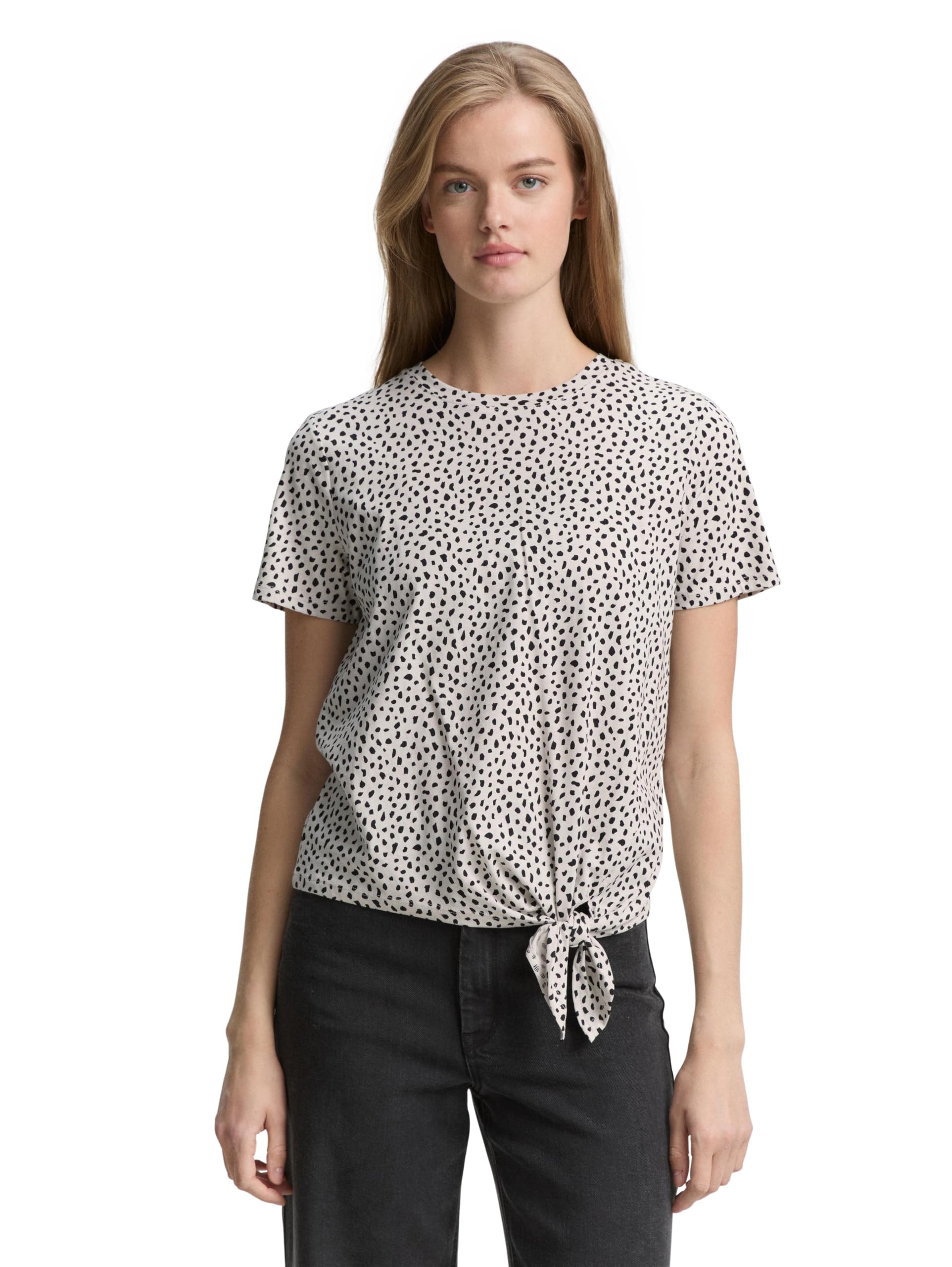 TOM TAILOR Denim Damen Basic T-Shirt mit Knotendetail
