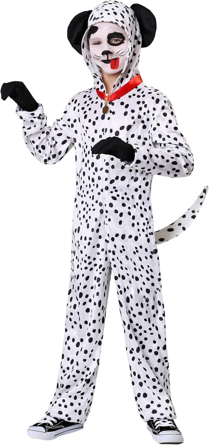Delightful Dalmatian Costume for Kids, Spotted Dog One-piece, Dalmatian with Collar Jumpsuit for Halloween - Image 2