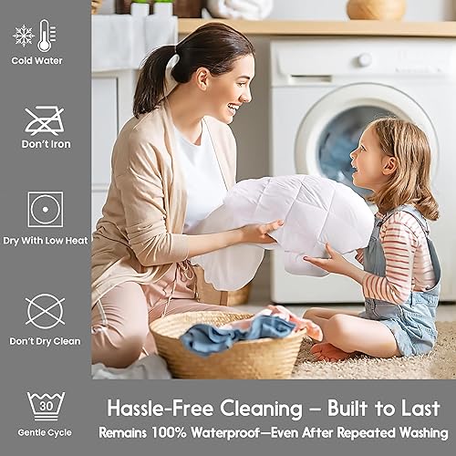 Miniatura 8 de Protector de colchón Queen con correas, 100% impermeable, se adapta a colchones profundos, funda de colchón suave y silenciosa, antideslizante,