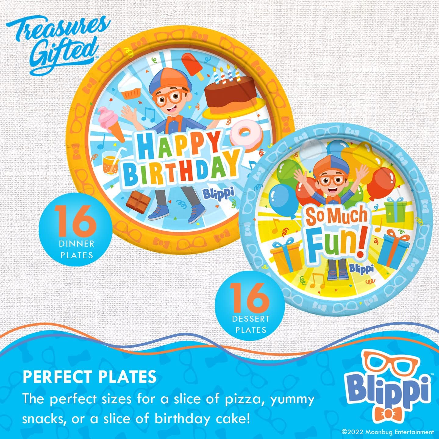Treasures Gifted Officially Licensed Blippi Birthday Party Supplies - Serves 16 Guests - Ultimate Set Blippi Party Supplies - Blippi Birthday Decorations, Cake Topper, & More