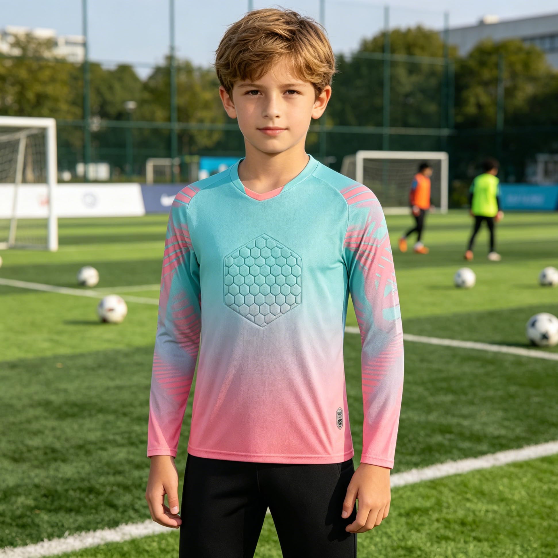 Handball & Fußball Torwart Set Atmungsaktives Torwarttrikot mit Schutzpolster Erwachsene Kinder Gepolstert Torwarthose Set Torwart Ausrüstung
