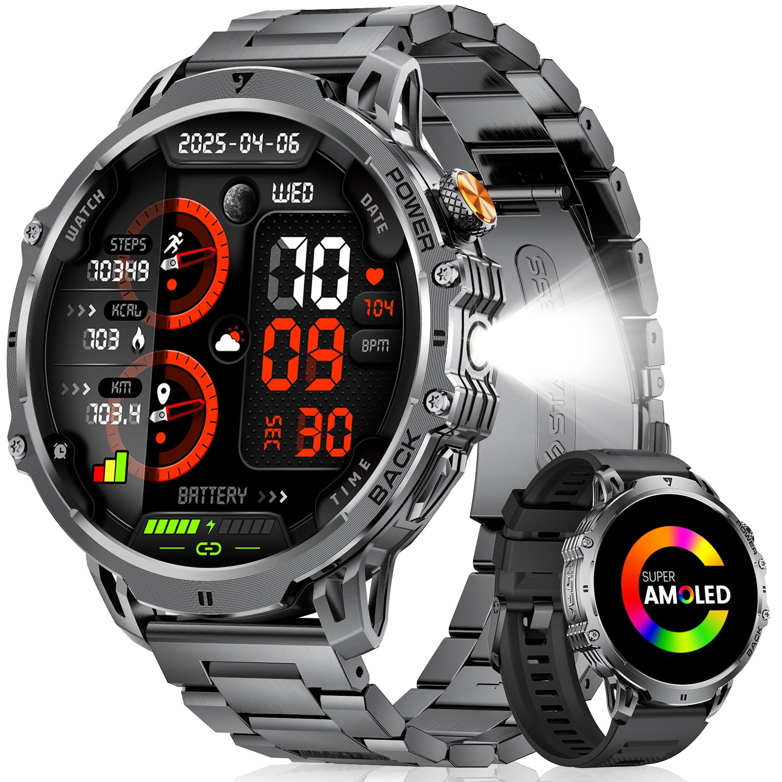 Montre Connectée Homme, 1.85" HD 800mAh Bluetooth 110+ Sports IP68