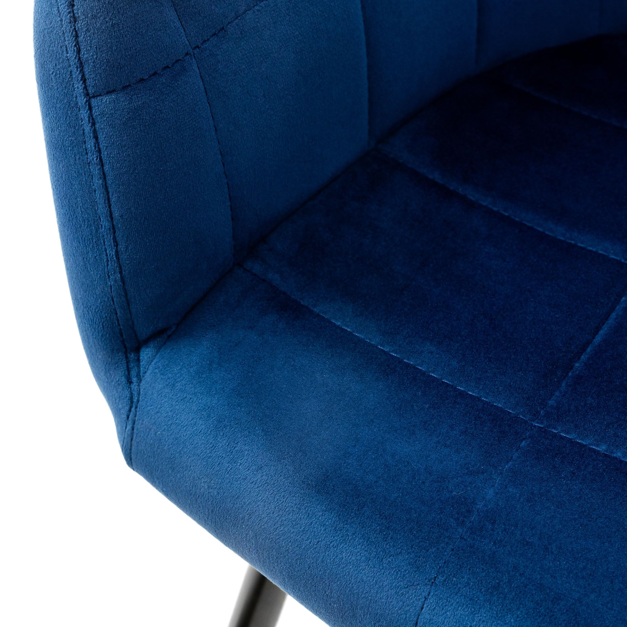 ECD Germany Juego de 6 Sillas de Comedor con Respaldo y Reposabrazos Azul Oscuro Asiento de Terciopelo Tapizado Sillón con Patas de Metal Negro Muebles Decorativos Diseño Moderno Ideales para el Hogar