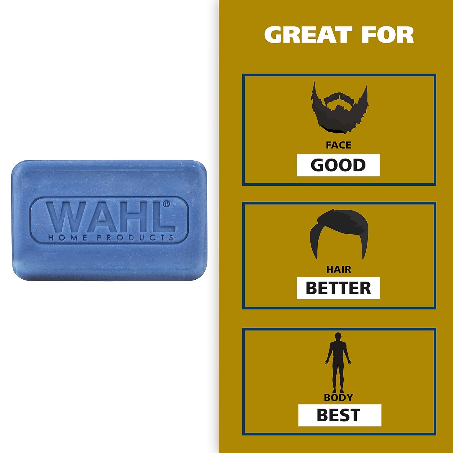 Wahl Exfoliating & Moisturizing Face & Body Soap Bar with a Rich, Soft Lather for Shaving, Showering & Facial Cleansing for Men - Model 805614