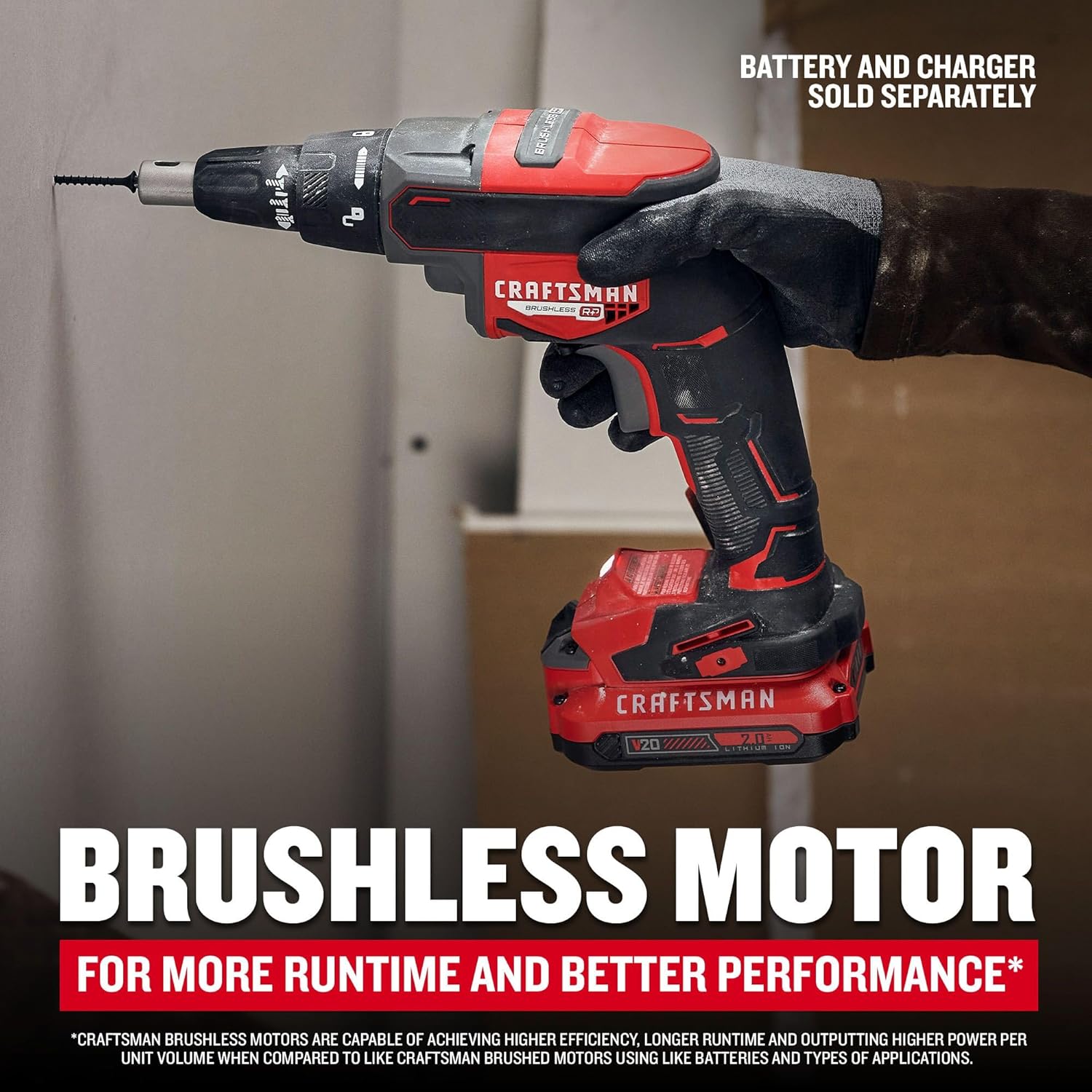 CRAFTSMAN V20 Cordless Drywall Screwgun, Bare Tool Only (CMCF600B)