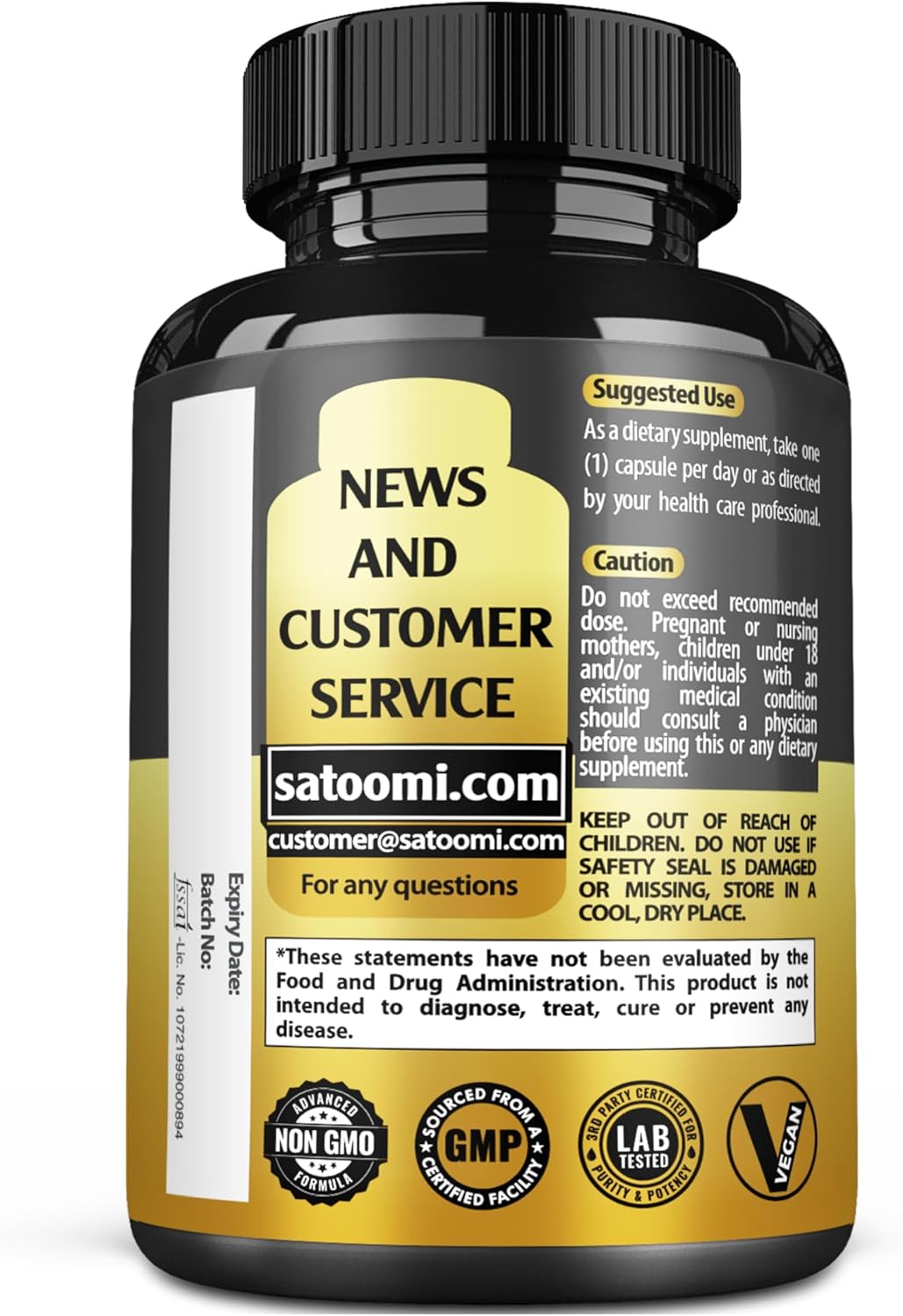 Satoomi 10in1 Mushroom Complex Supplements Capsules - 4 Month Supply - Blends with Lions Mane, Cordyceps, Reishi, Chaga, Maitake, Shitake & Others - 2 Packs 60 Capsules