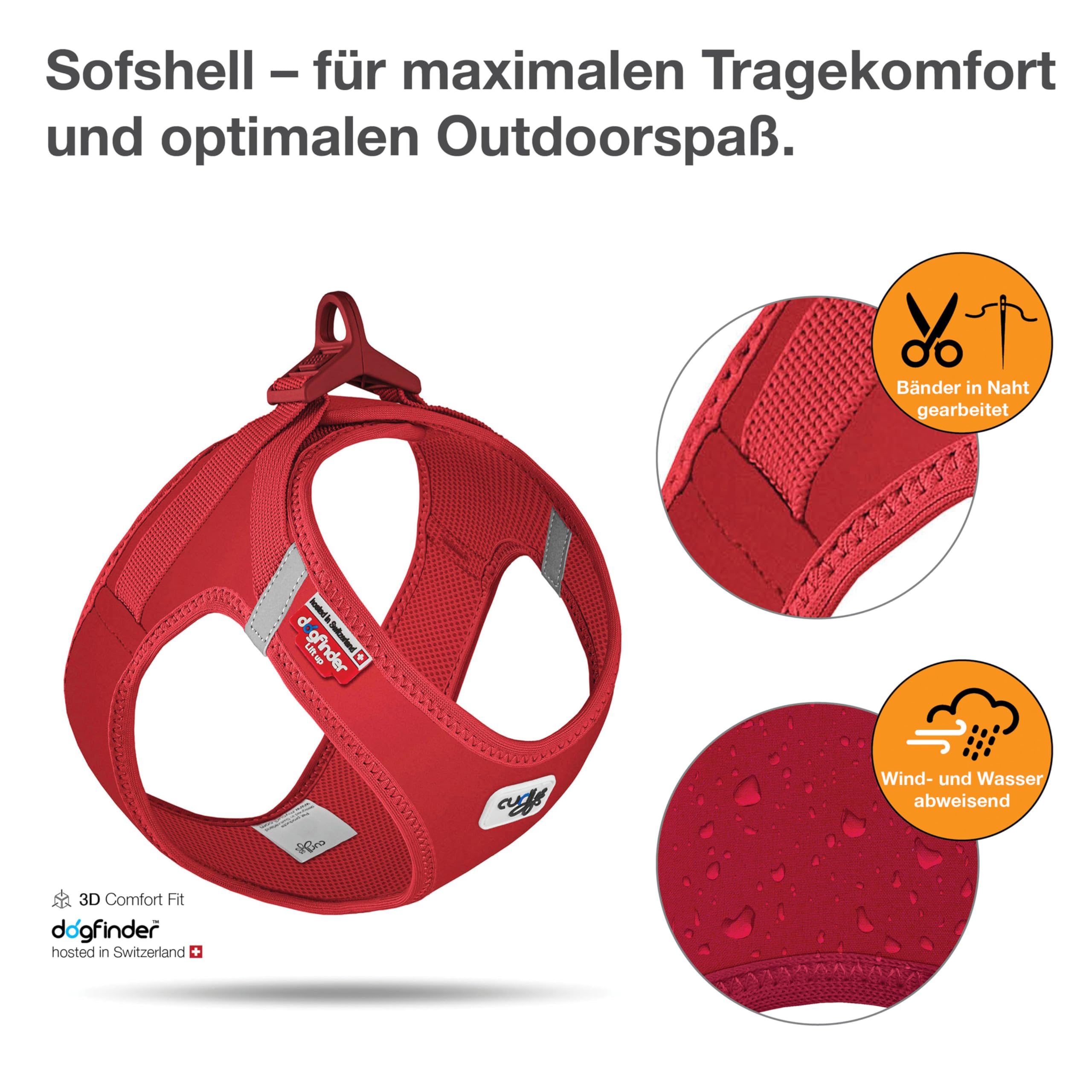 Vest Harness curli Clasp Softshell Red XS