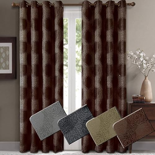 Miniatura 3 de Royal Hotel Bedding Lexington - Paneles de cortina de jacquard con ojales verdes, 2 paneles, 52 x 96 pulgadas cada uno